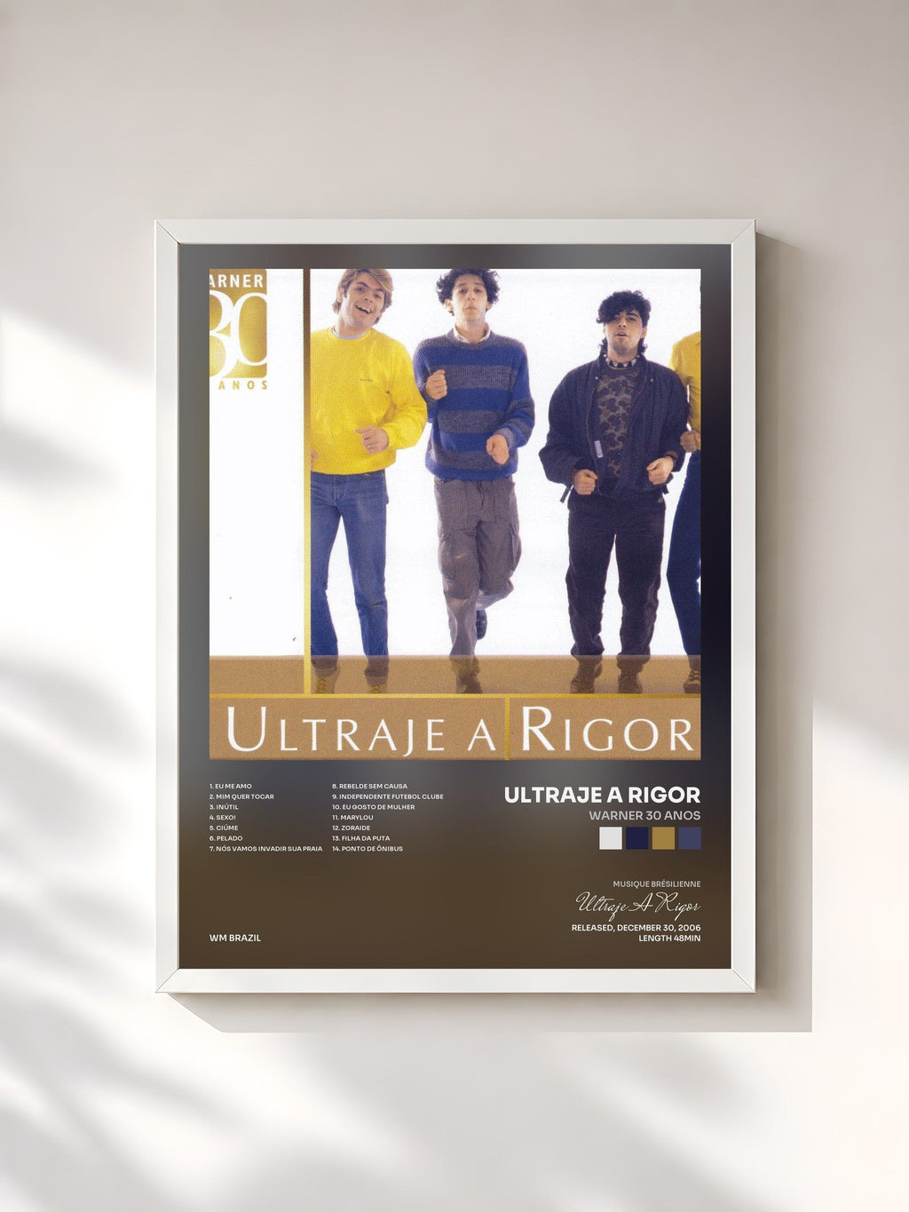 #blanc Tableau de l'album Warner 30 Anos de Ultraje A Rigor, cadre blanc, imprimé et encadré en France