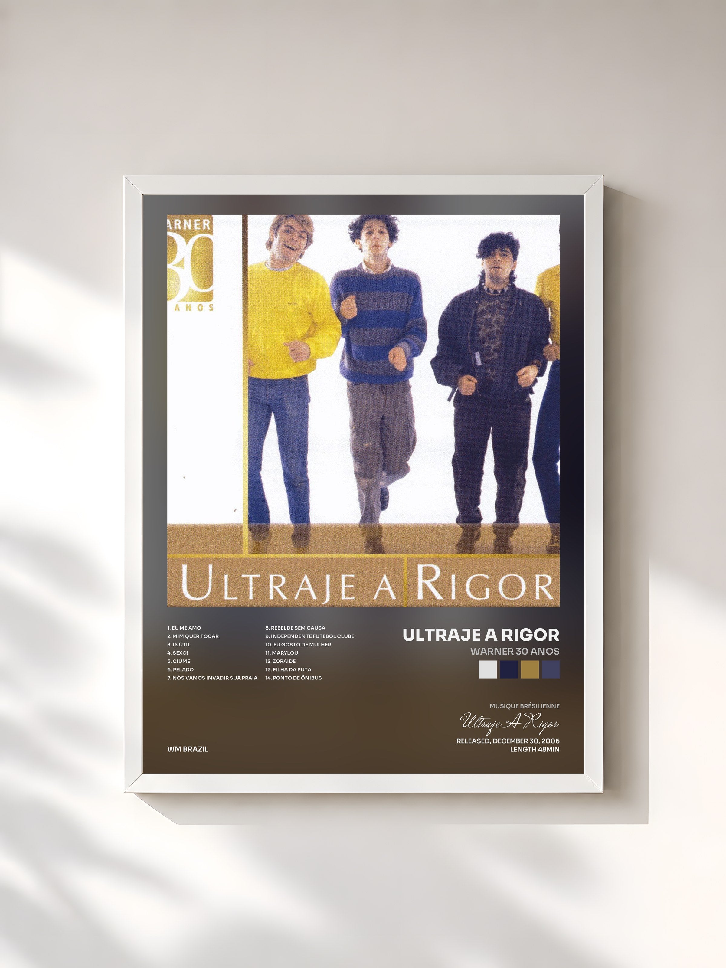 #blanc Tableau de l'album Warner 30 Anos de Ultraje A Rigor, cadre blanc, imprimé et encadré en France