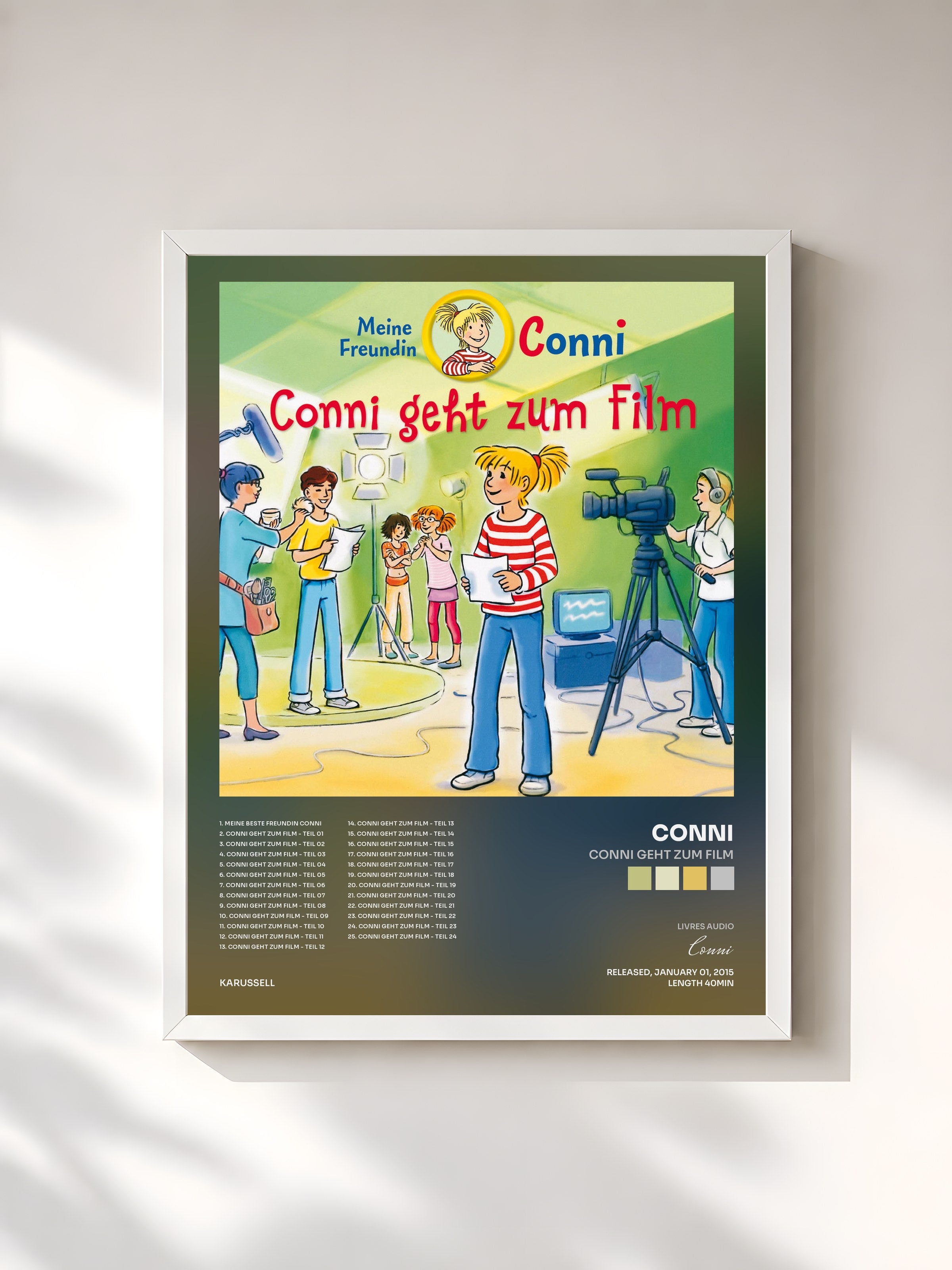 #blanc Tableau de l'album Conni geht zum Film de Conni, cadre blanc, imprimé et encadré en France