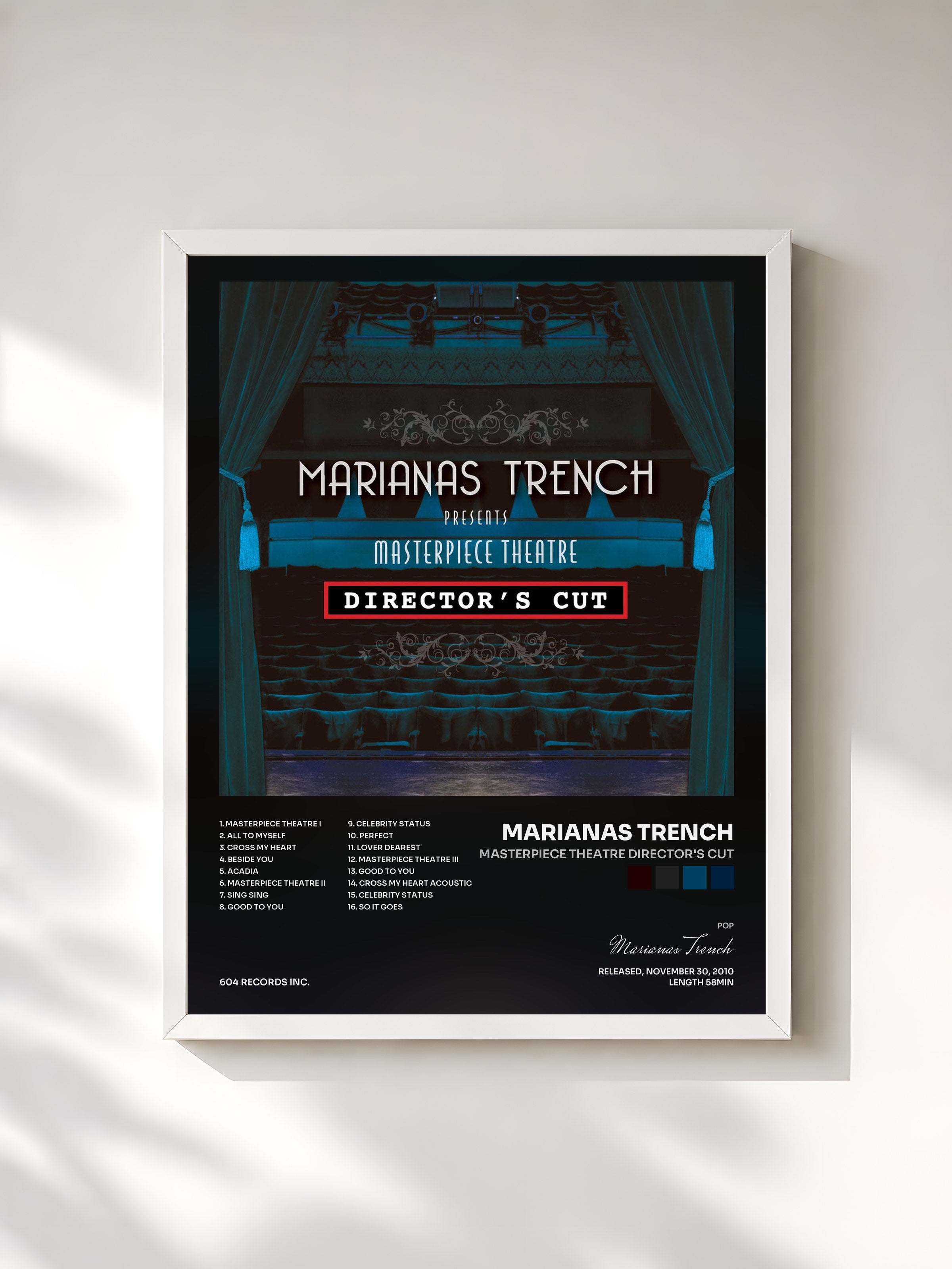 #blanc Tableau de l'album Masterpiece Theatre Director's Cut de Marianas Trench, cadre blanc, imprimé et encadré en France