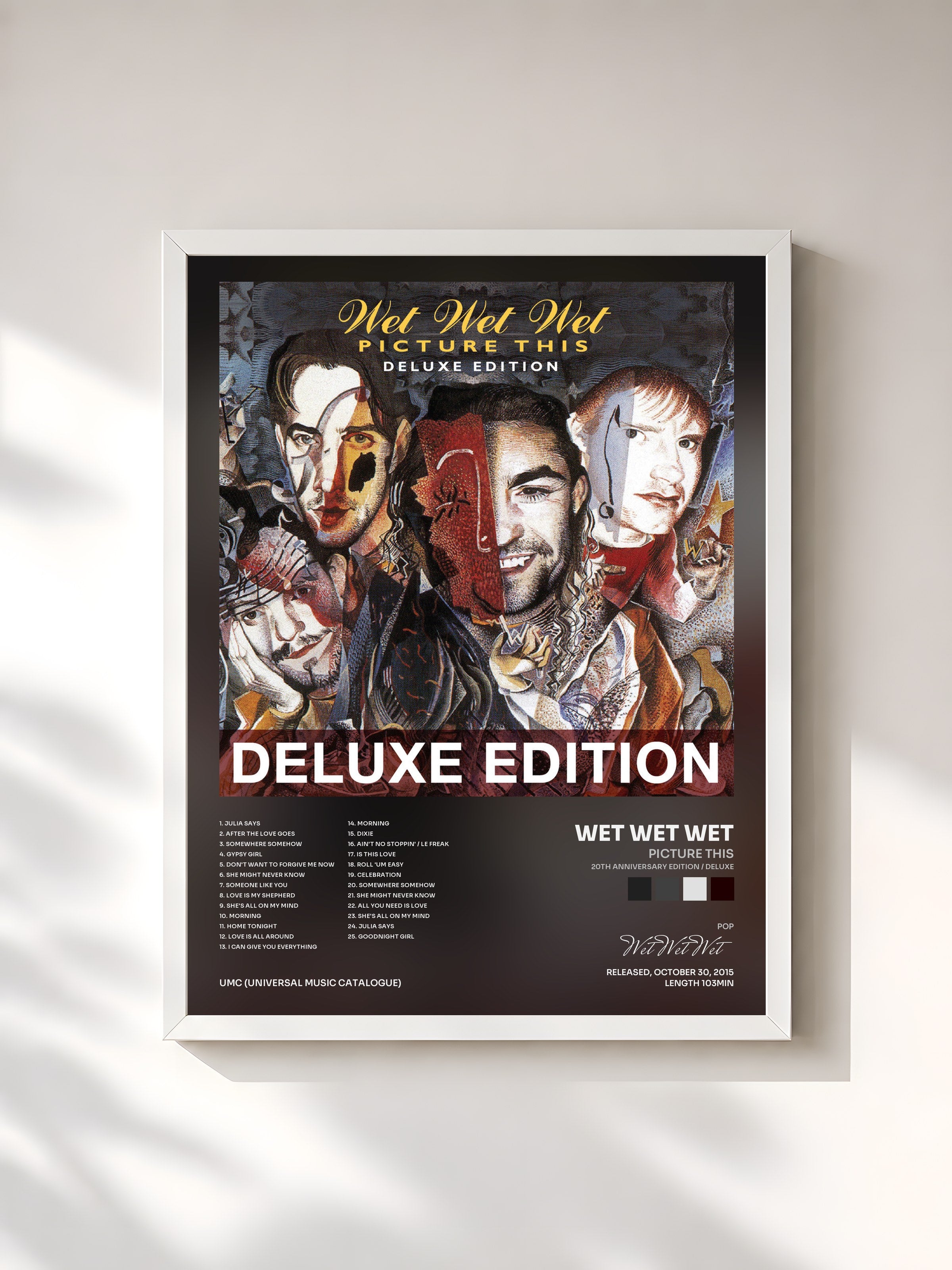 #blanc Tableau de l'album Picture This (20th Anniversary Edition / Deluxe) de Wet Wet Wet, cadre blanc, imprimé et encadré en France