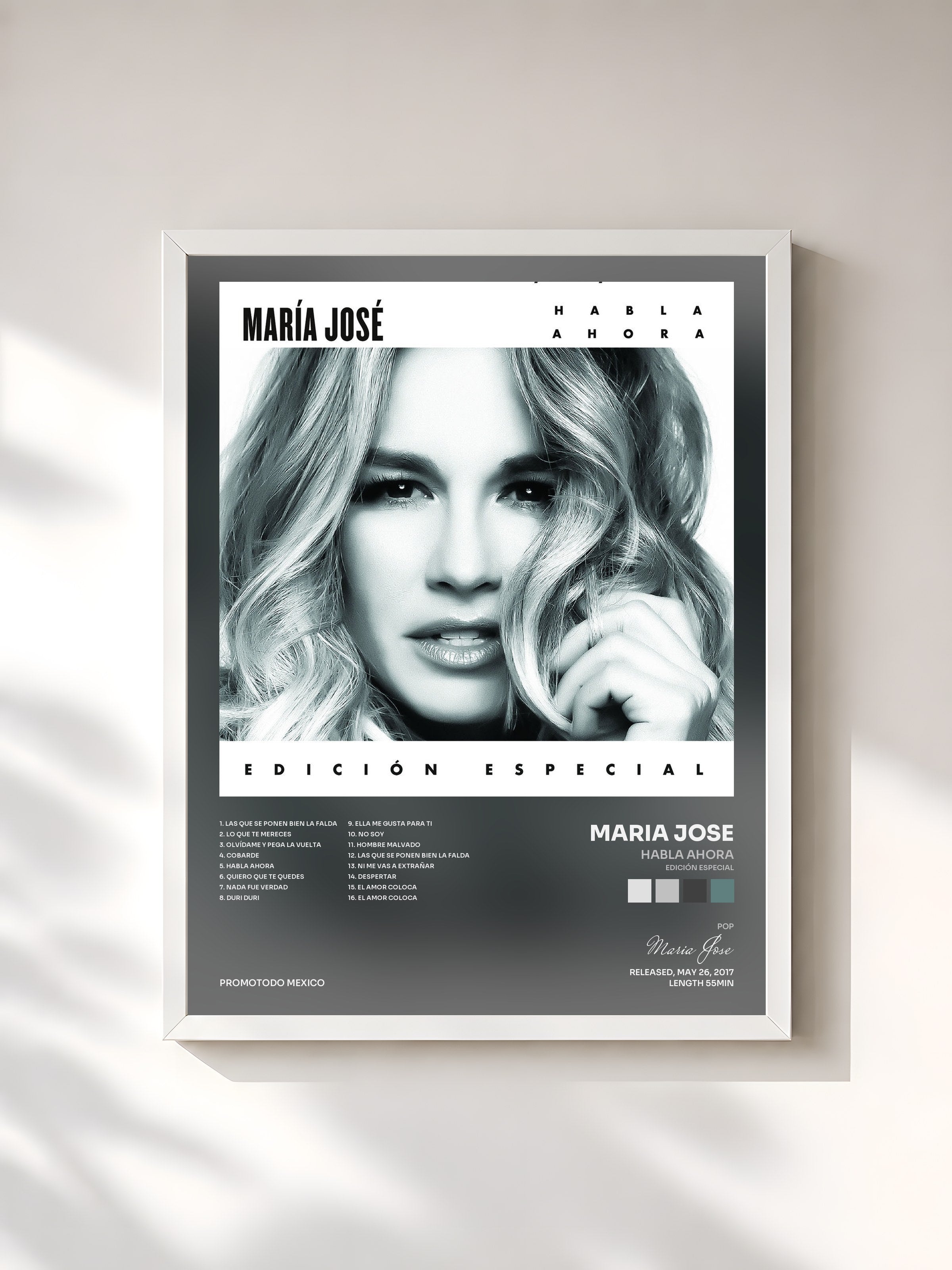 #blanc Tableau de l'album Habla Ahora (Edición Especial) de Maria Jose, cadre blanc, imprimé et encadré en France
