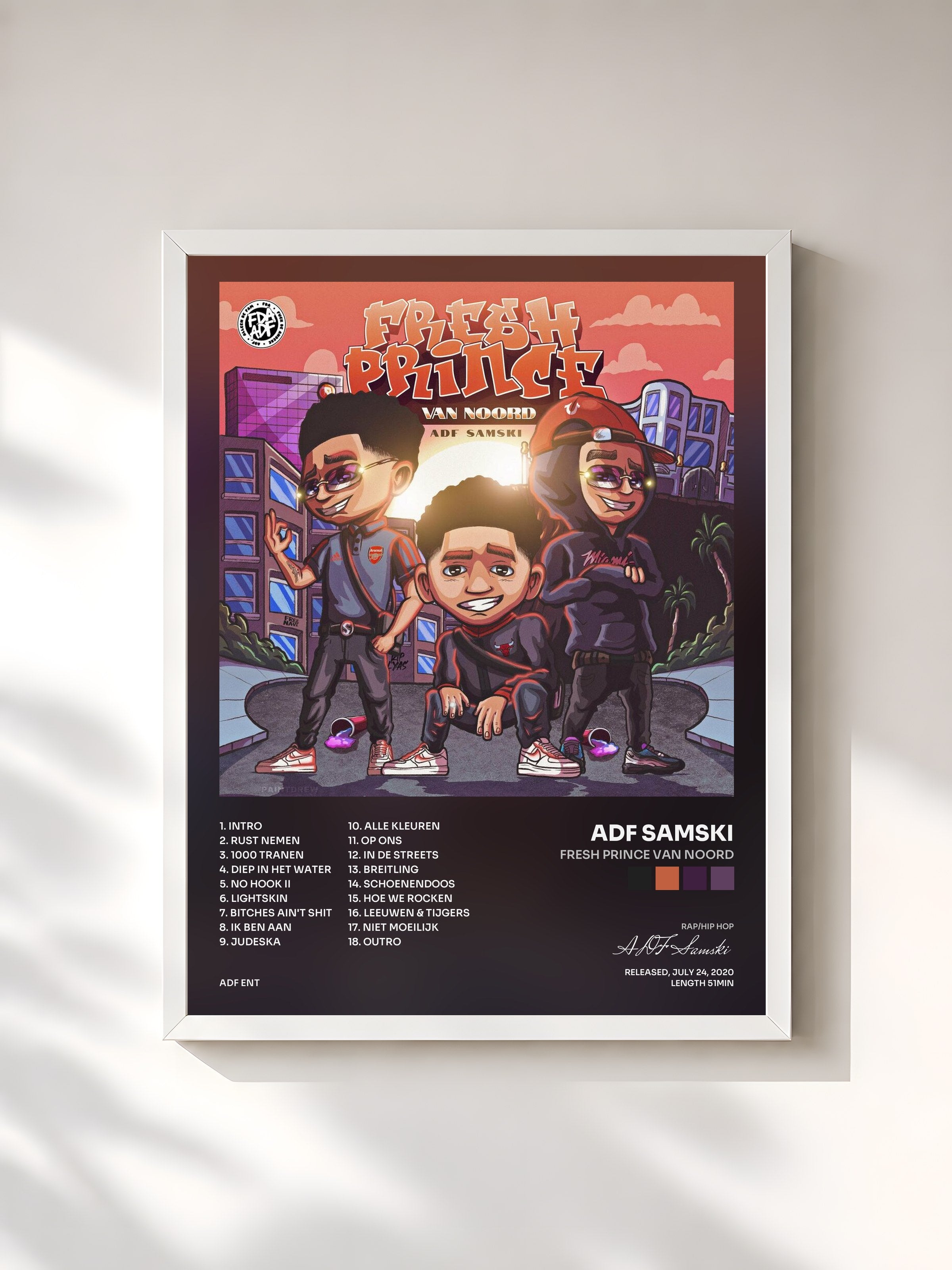 #blanc Tableau de l'album Fresh Prince Van Noord de ADF Samski, cadre blanc, imprimé et encadré en France