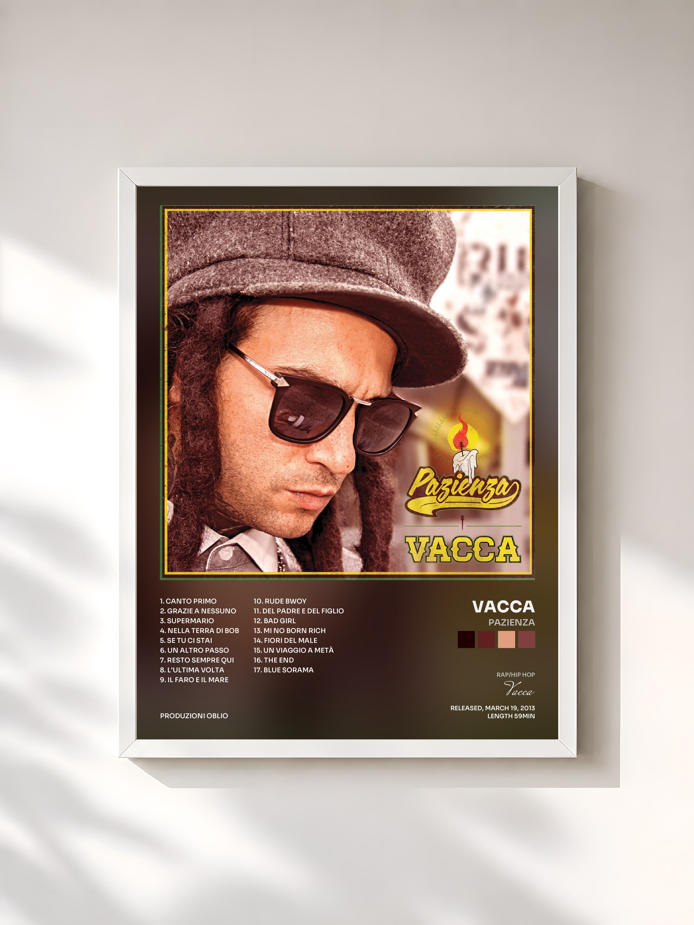 #blanc Tableau de l'album Pazienza de Vacca, cadre blanc, imprimé et encadré en France
