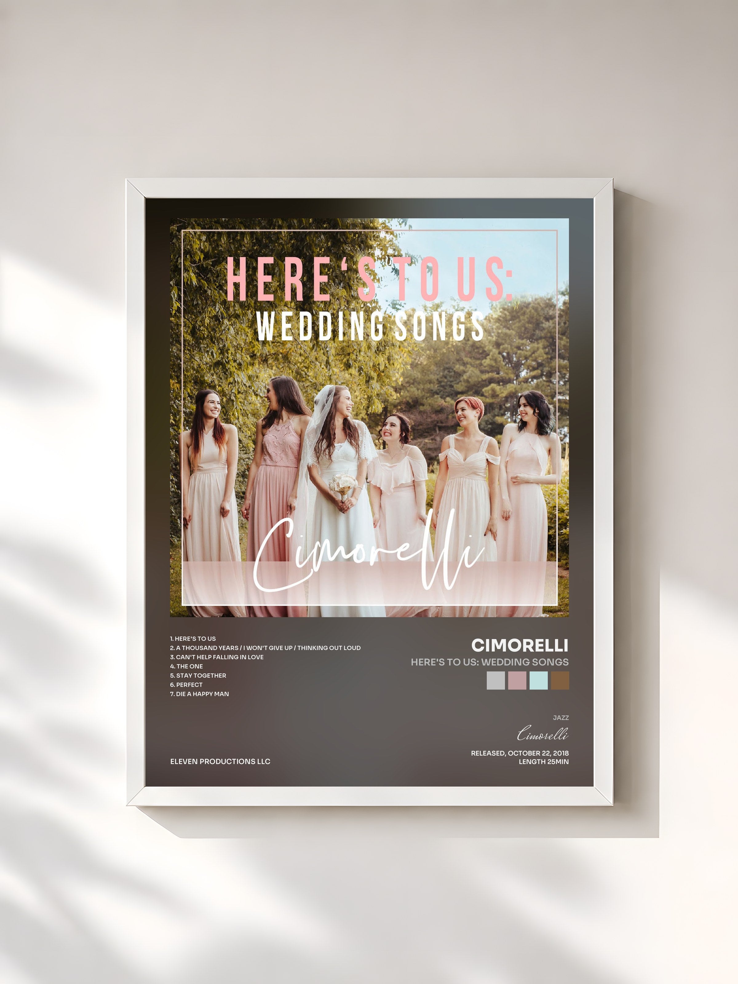 #blanc Tableau de l'album Here's to Us: Wedding Songs de Cimorelli, cadre blanc, imprimé et encadré en France