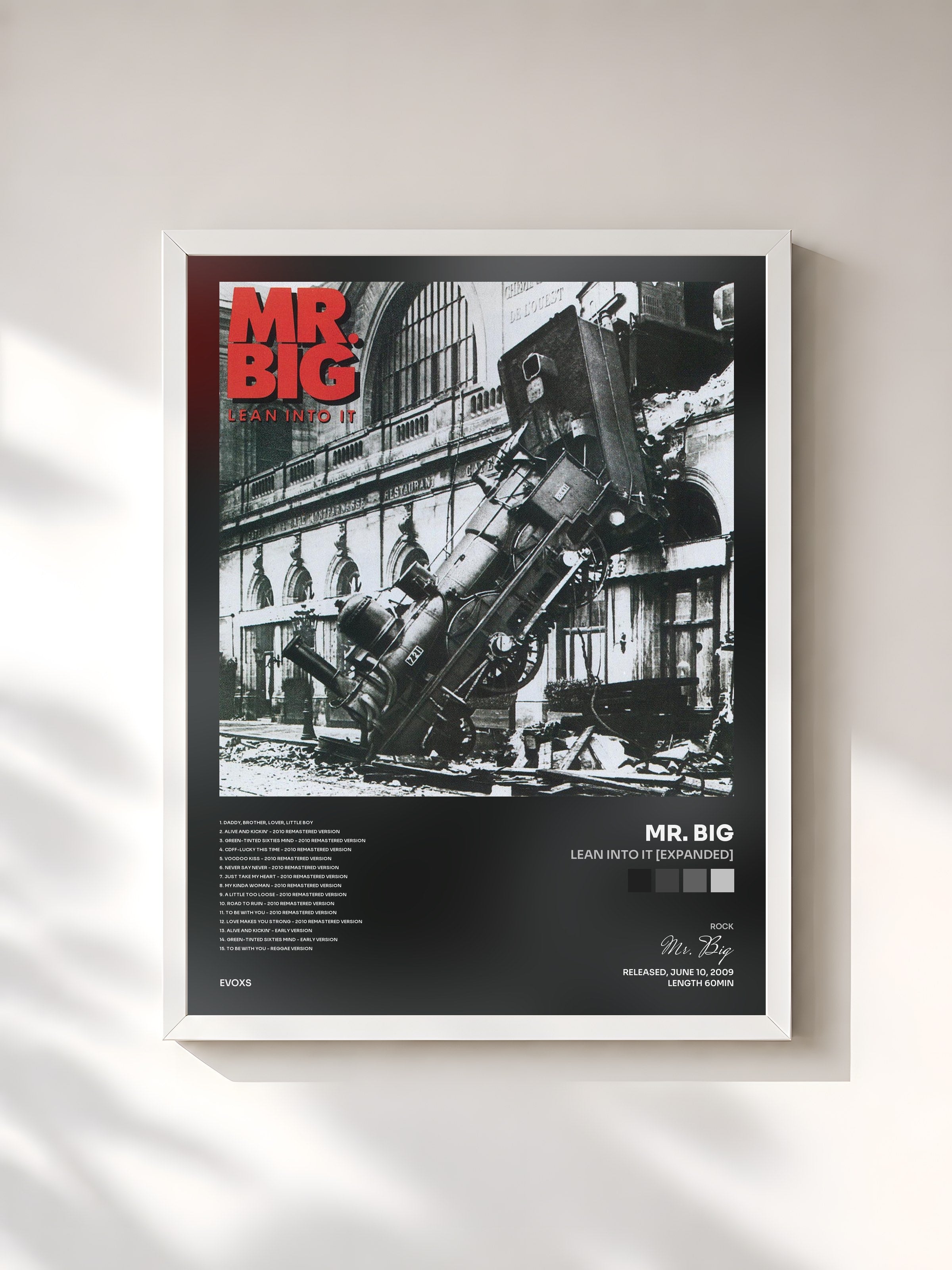 #blanc Tableau de l'album Lean Into It [Expanded] de Mr. Big, cadre blanc, imprimé et encadré en France