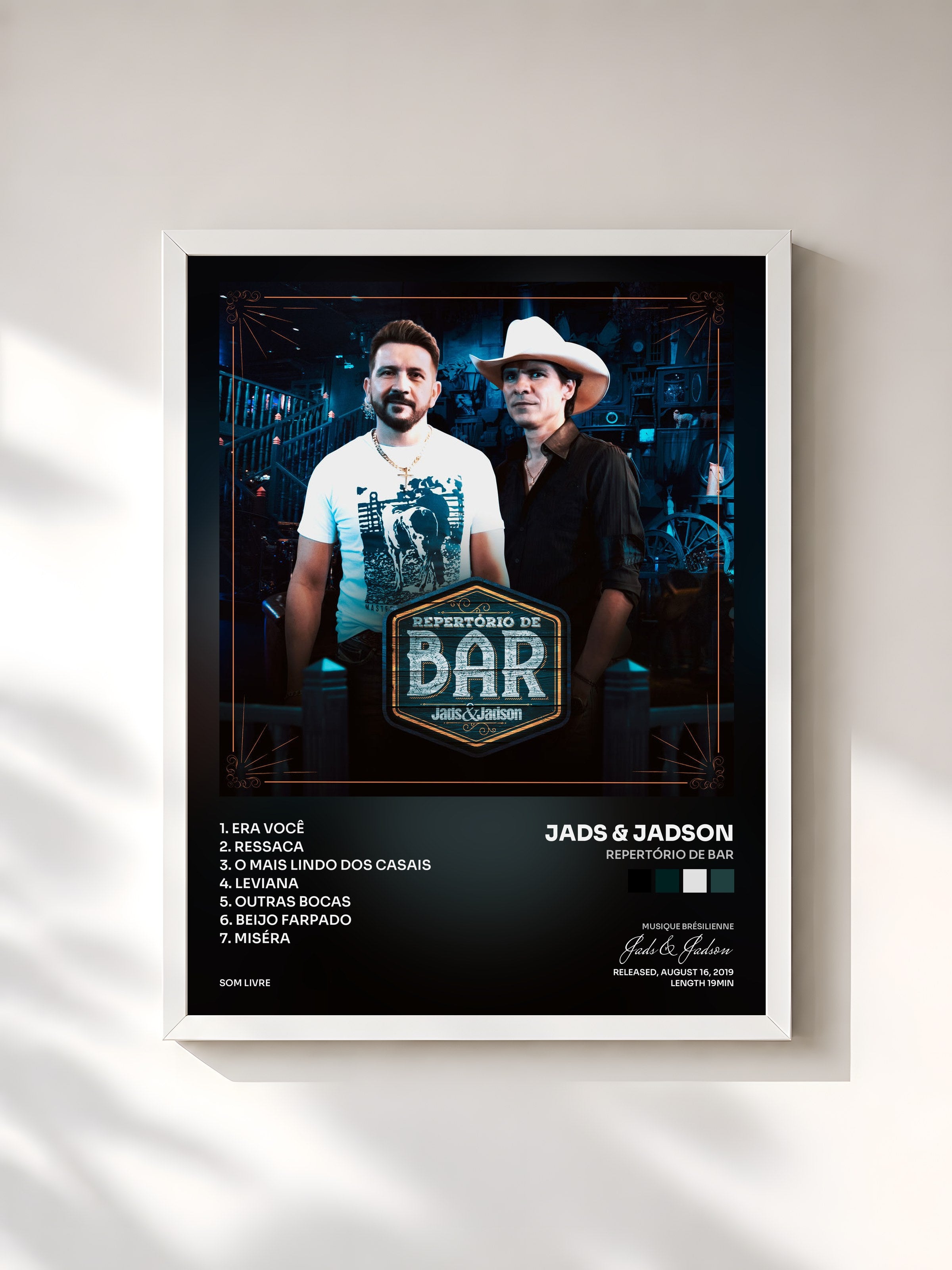 #blanc Tableau de l'album Repertório de Bar de Jads & Jadson, cadre blanc, imprimé et encadré en France