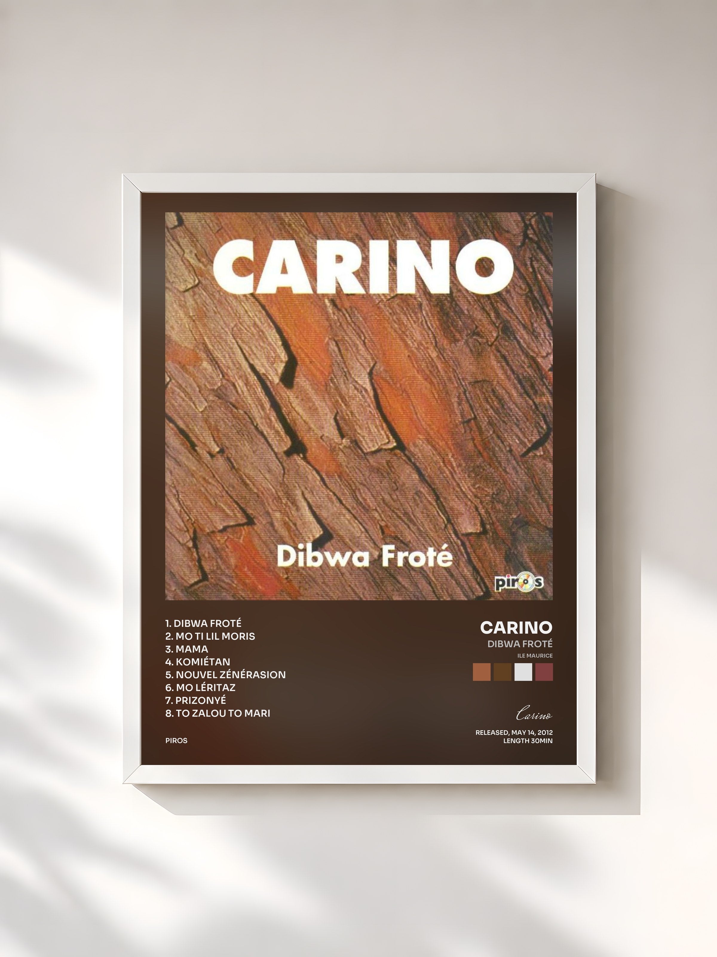 #blanc Tableau de l'album Dibwa froté (Ile Maurice) de Carino, cadre blanc, imprimé et encadré en France
