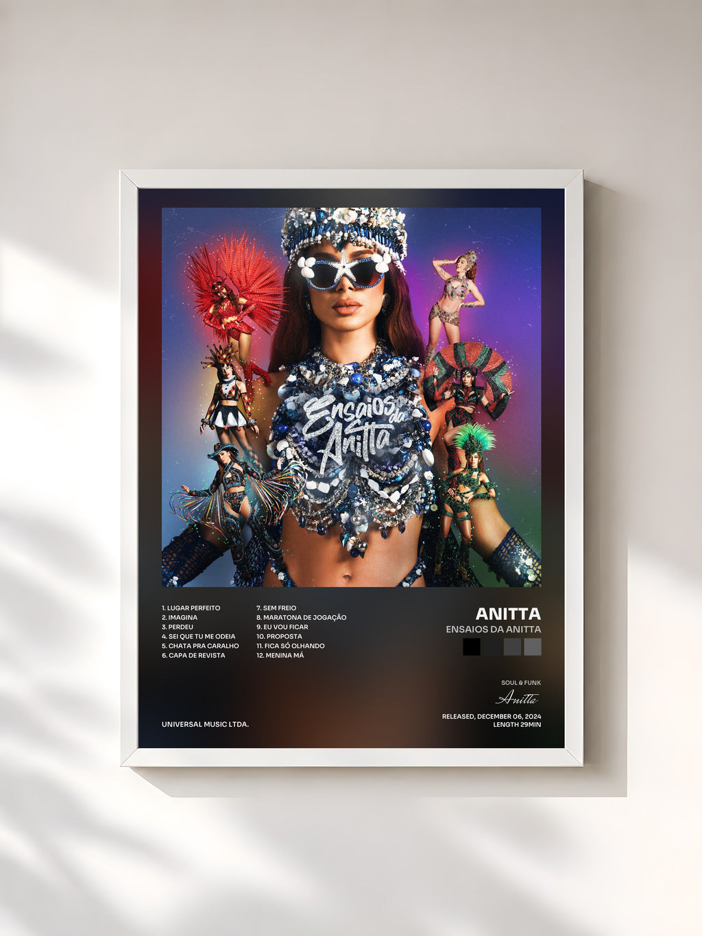#blanc Tableau de l'album Ensaios Da Anitta de Anitta, cadre blanc, imprimé et encadré en France