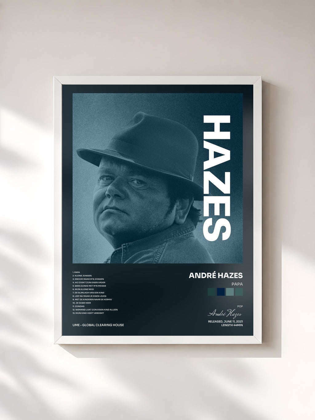 #blanc Papa von André Hazes als gerahmter Kunstdruck, weißer Rahmen, gedruckt und gerahmt in Frankreich
