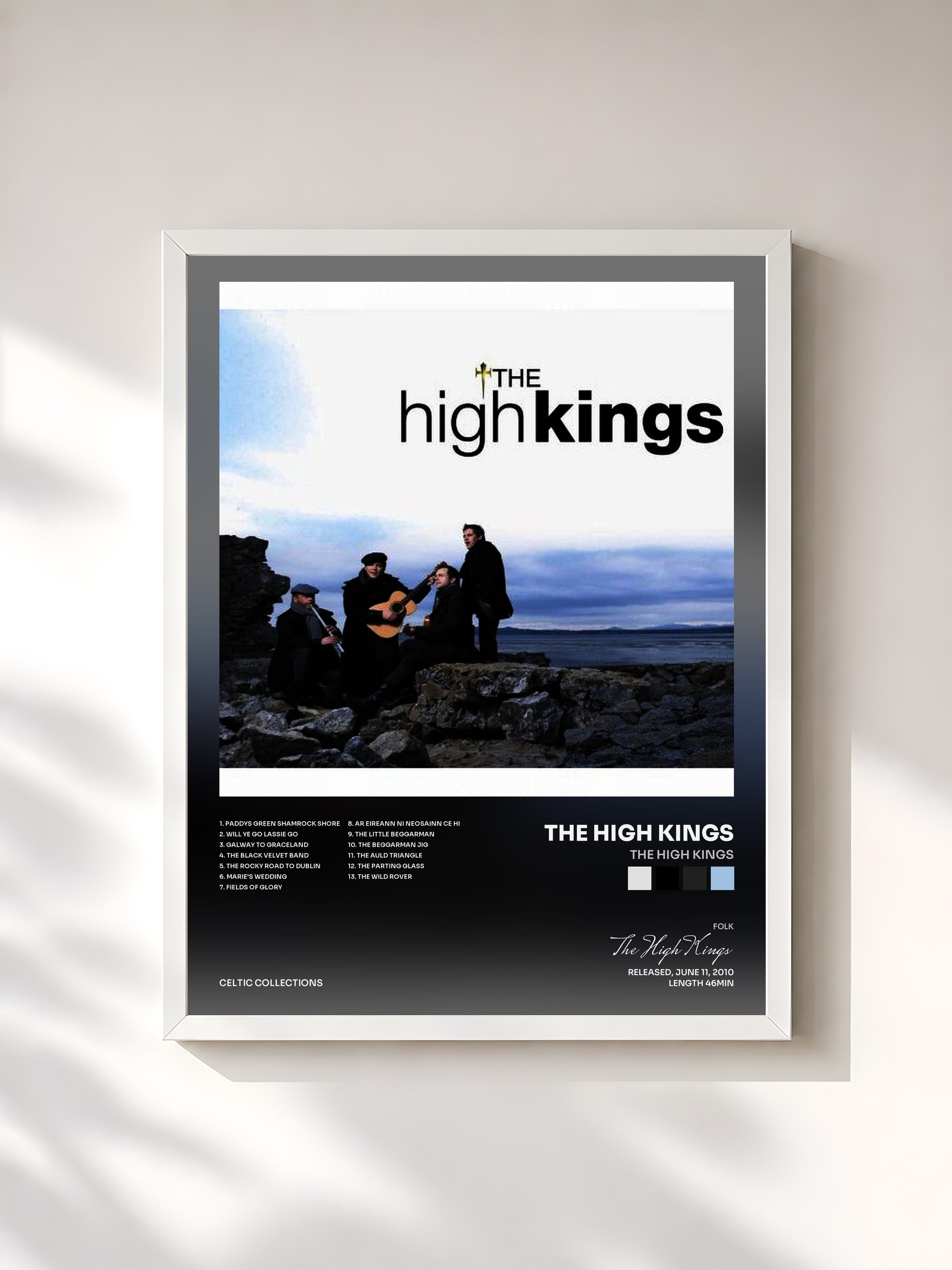 #blanc Tableau de l'album The High Kings de The High Kings, cadre blanc, imprimé et encadré en France