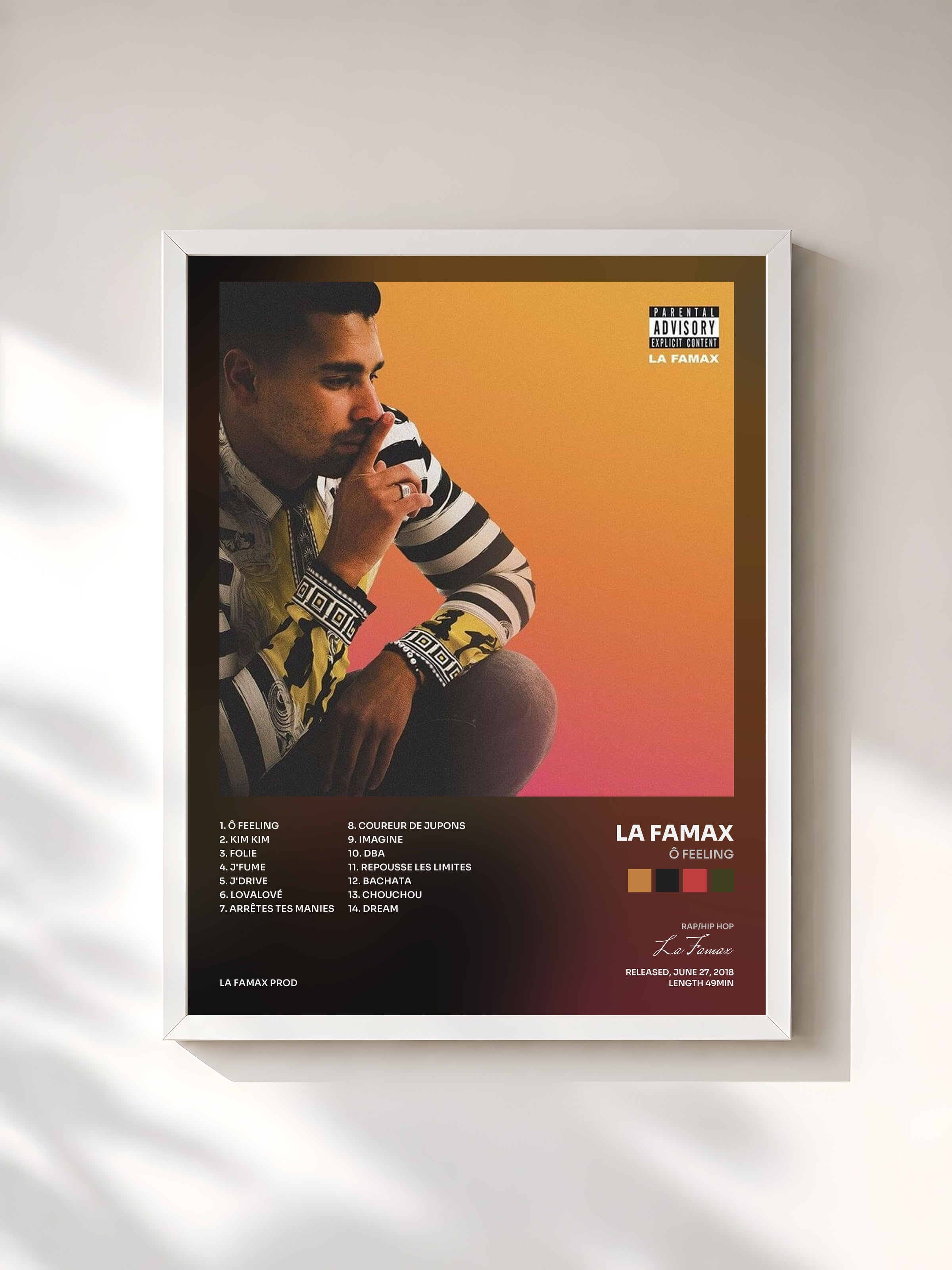 #blanc Tableau de l'album Ô Feeling de La Famax, cadre blanc, imprimé et encadré en France