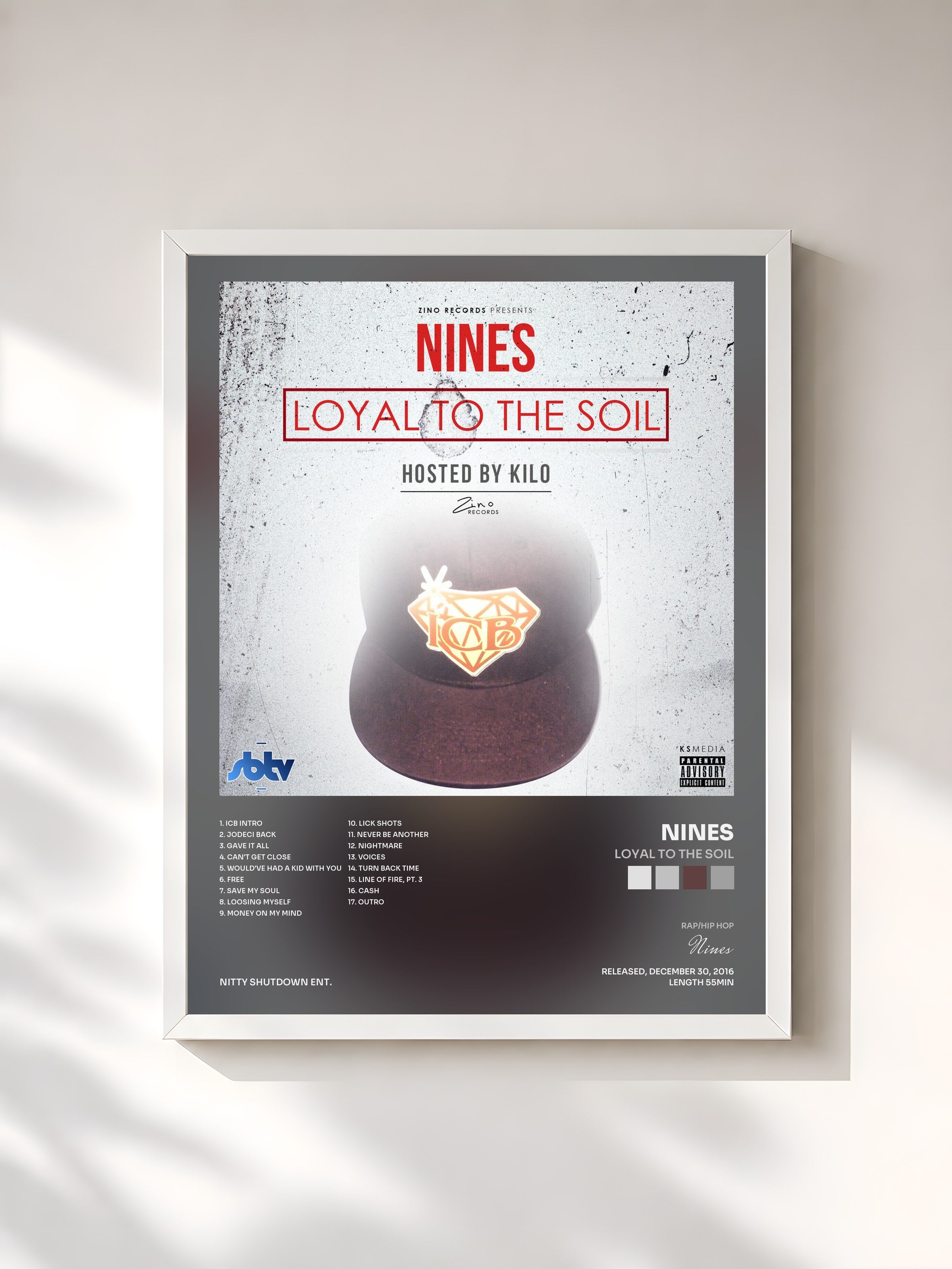 #blanc Tableau de l'album Loyal to the Soil de Nines, cadre blanc, imprimé et encadré en France