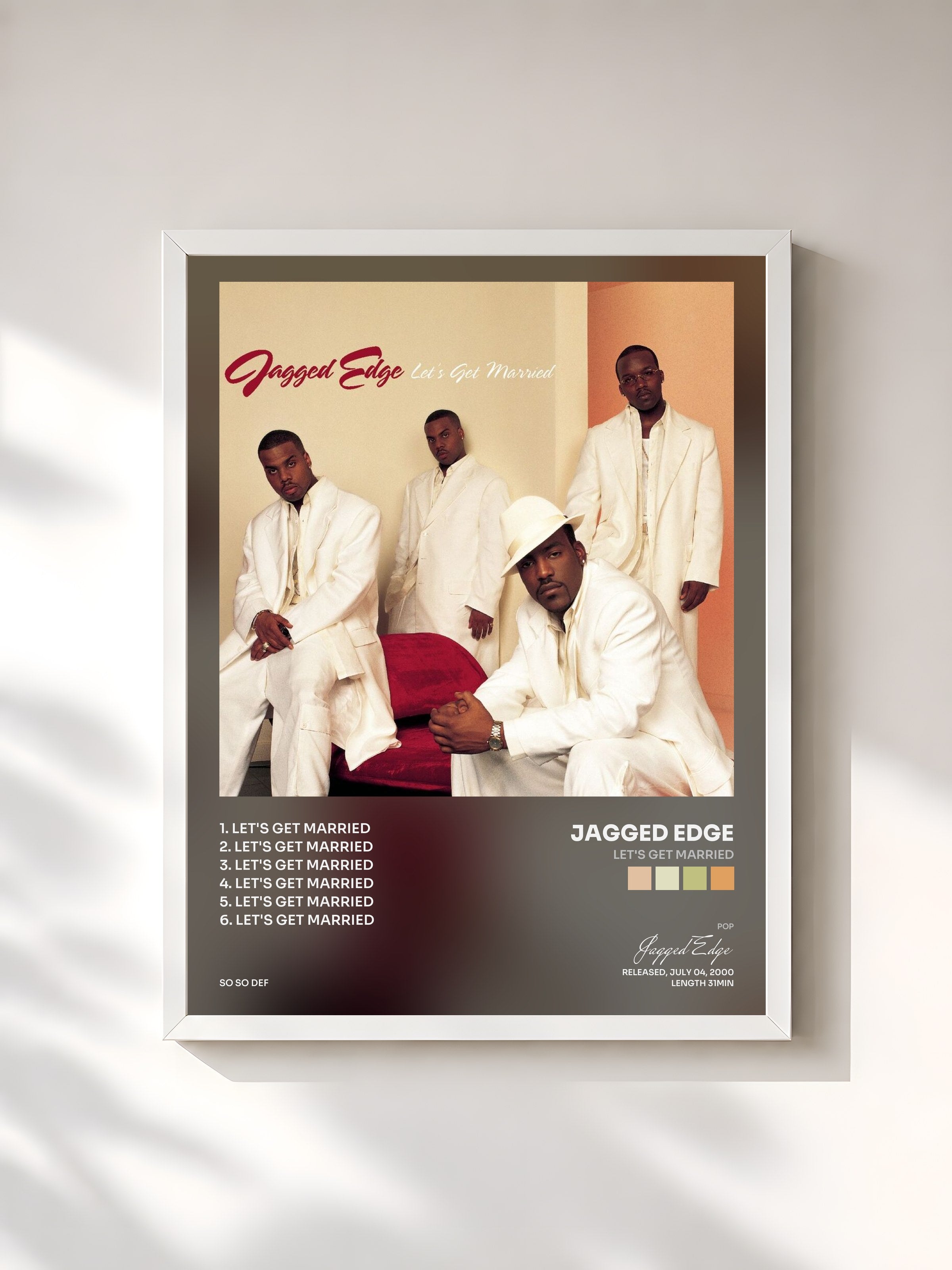 #blanc Tableau de l'album Let's Get Married de Jagged Edge, cadre blanc, imprimé et encadré en France