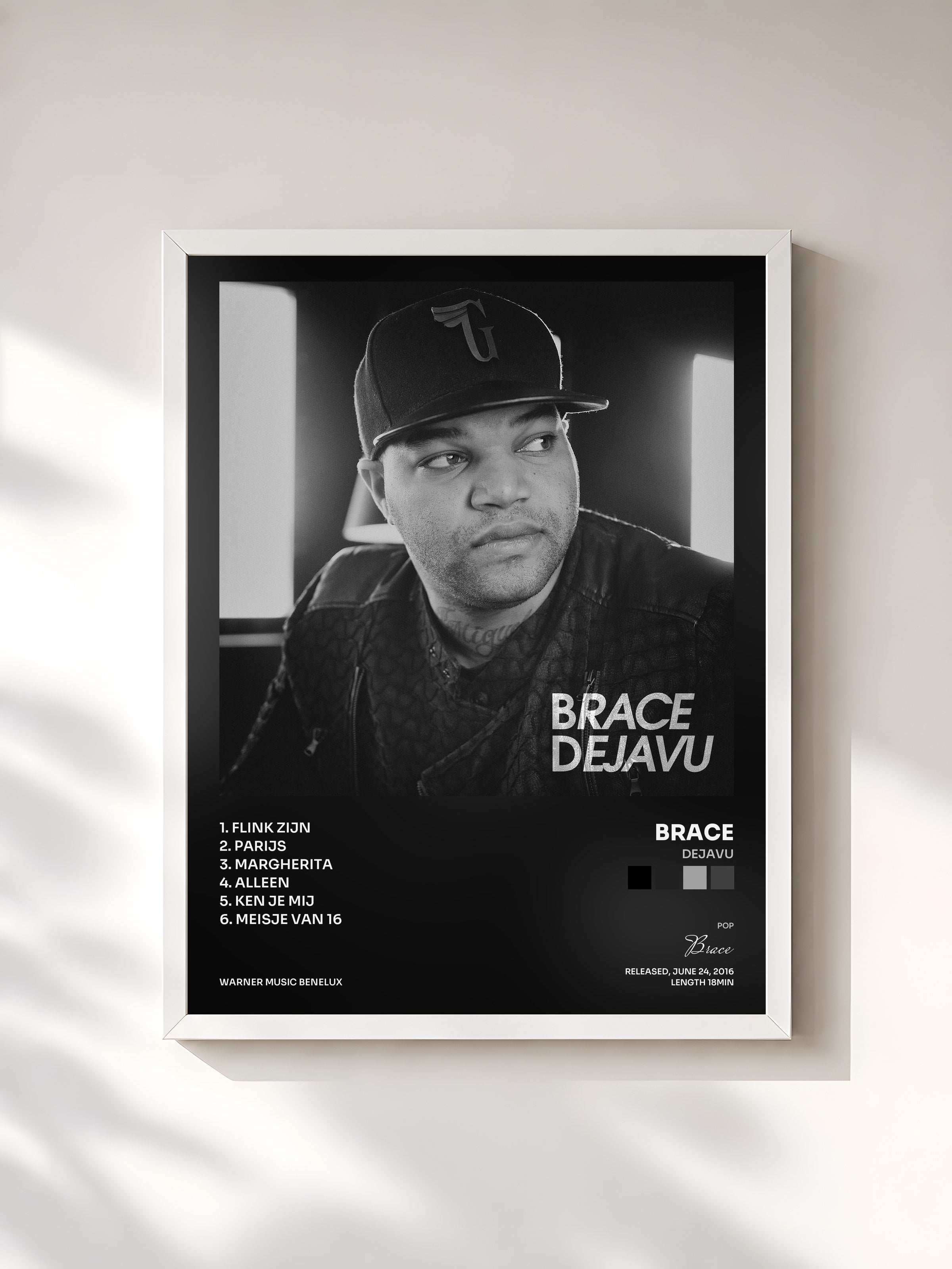 #blanc Tableau de l'album Dejavu de Brace, cadre blanc, imprimé et encadré en France