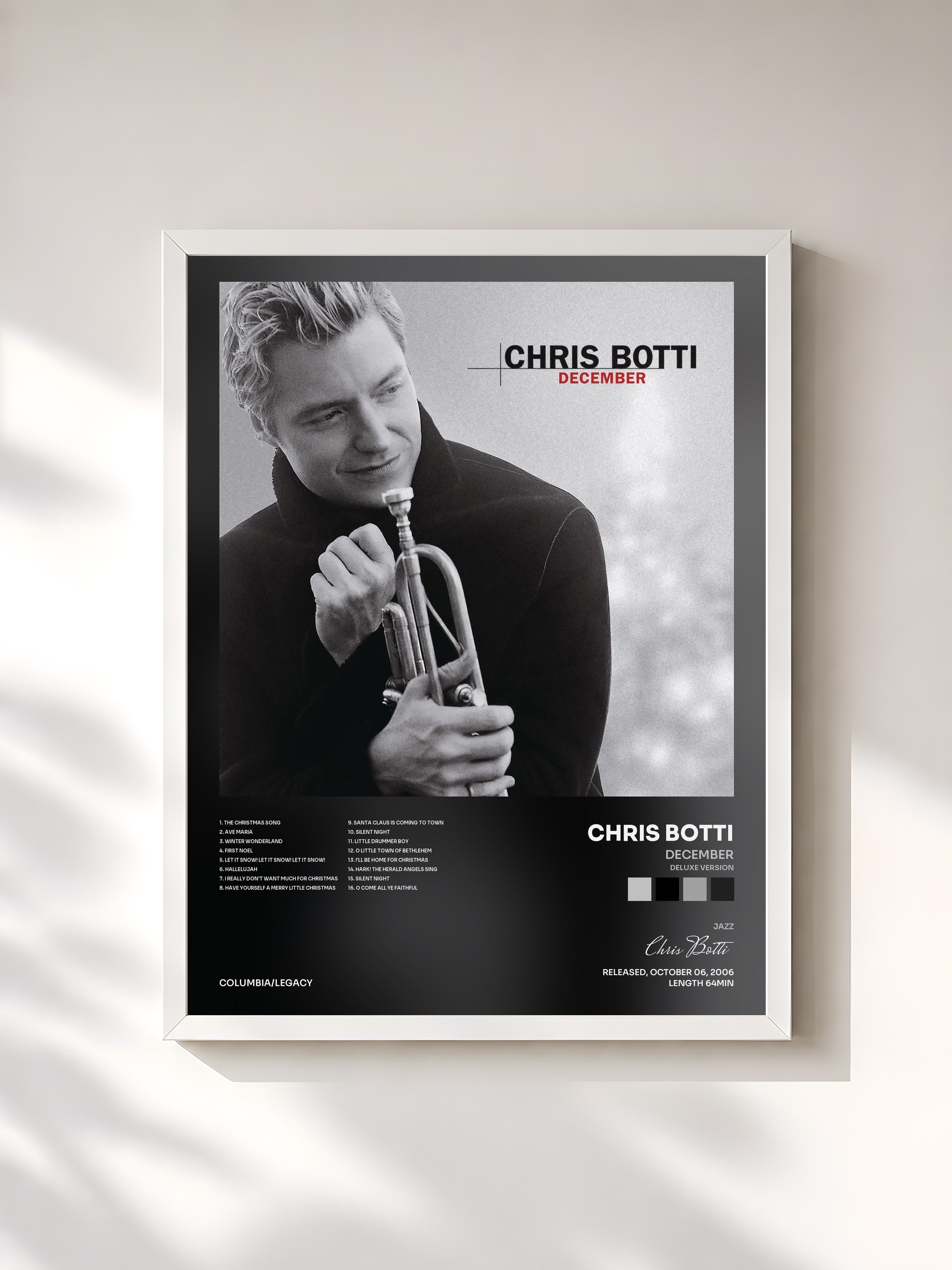 #blanc Tableau de l'album December (Deluxe Version) de Chris Botti, cadre blanc, imprimé et encadré en France