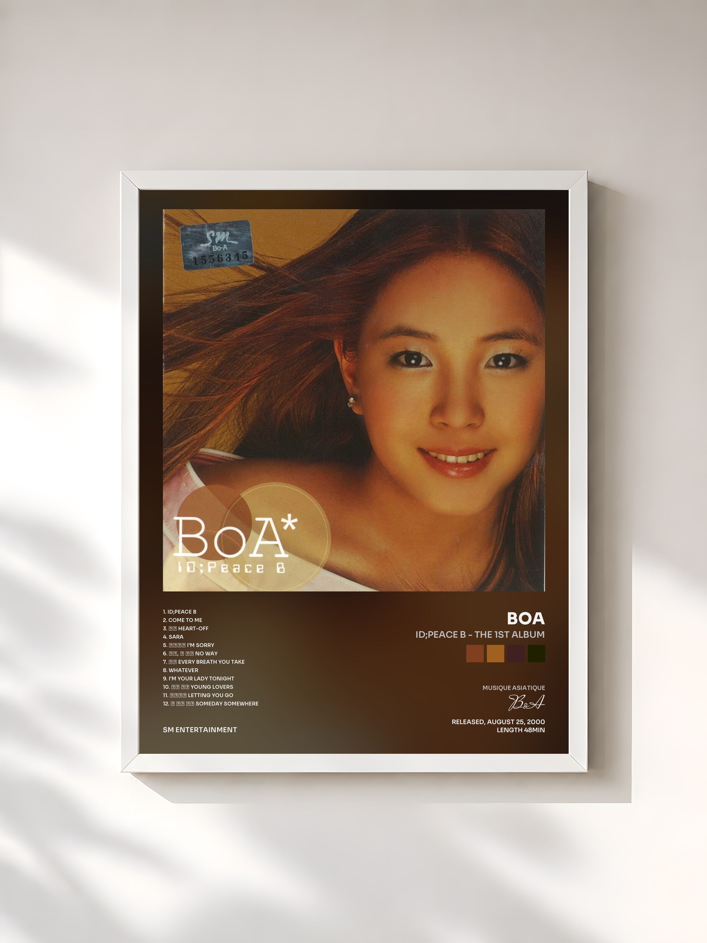 #blanc Tableau de l'album ID;Peace B - The 1st Album de BoA, cadre blanc, imprimé et encadré en France