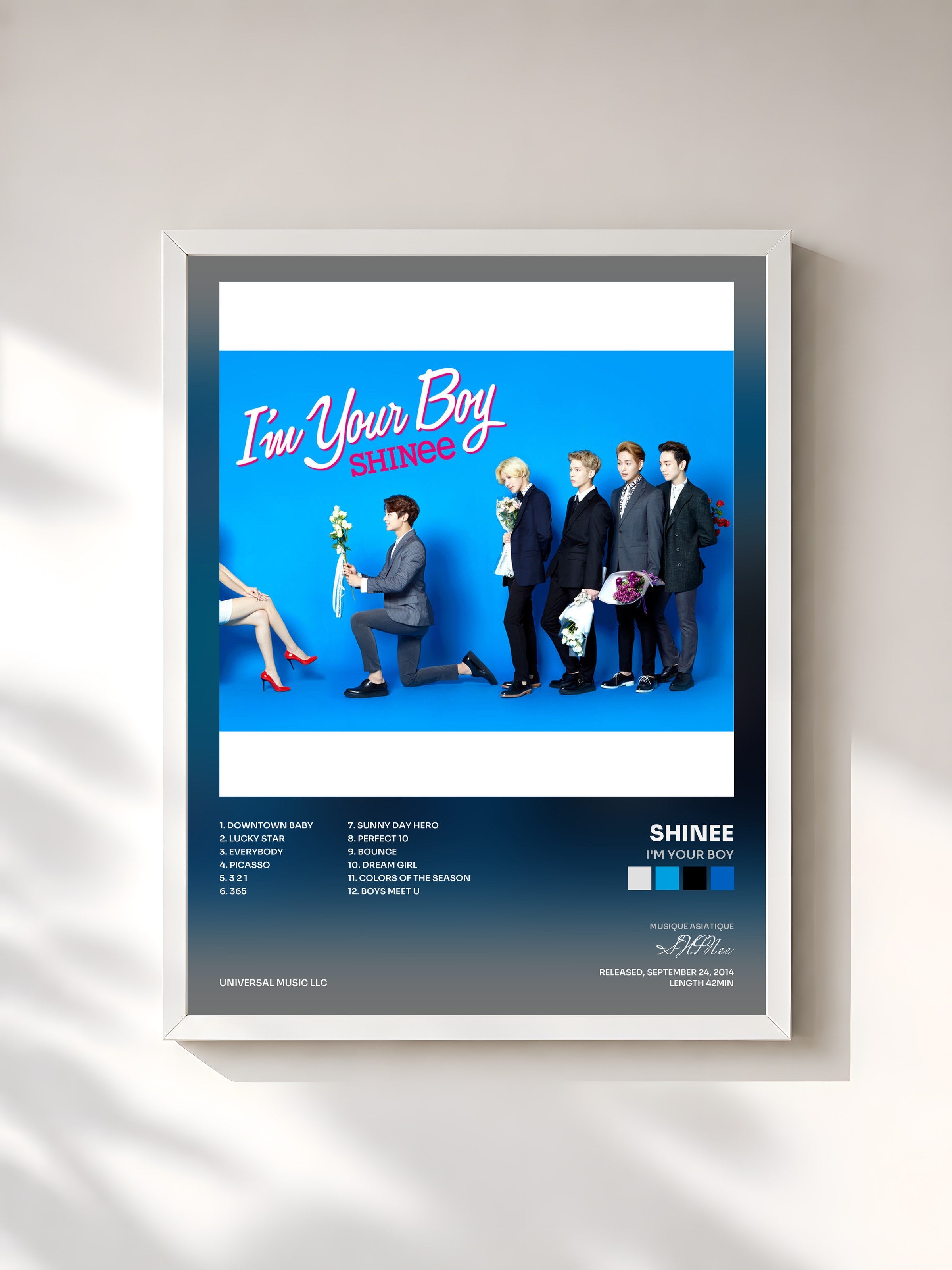 #blanc Tableau de l'album I'm Your Boy de SHINee, cadre blanc, imprimé et encadré en France