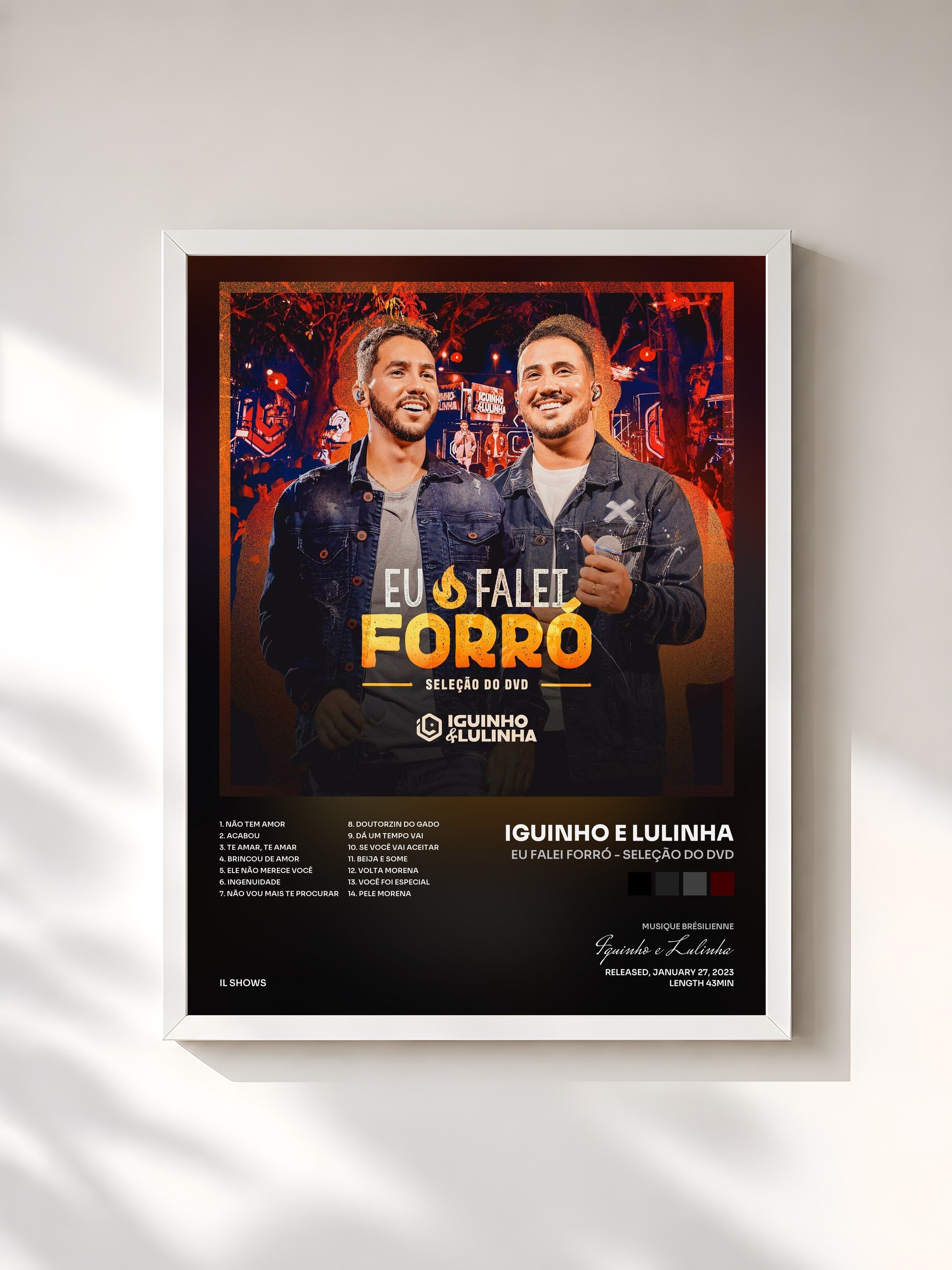 #blanc Tableau de l'album Eu Falei Forró - Seleção do DVD de Iguinho e Lulinha, cadre blanc, imprimé et encadré en France