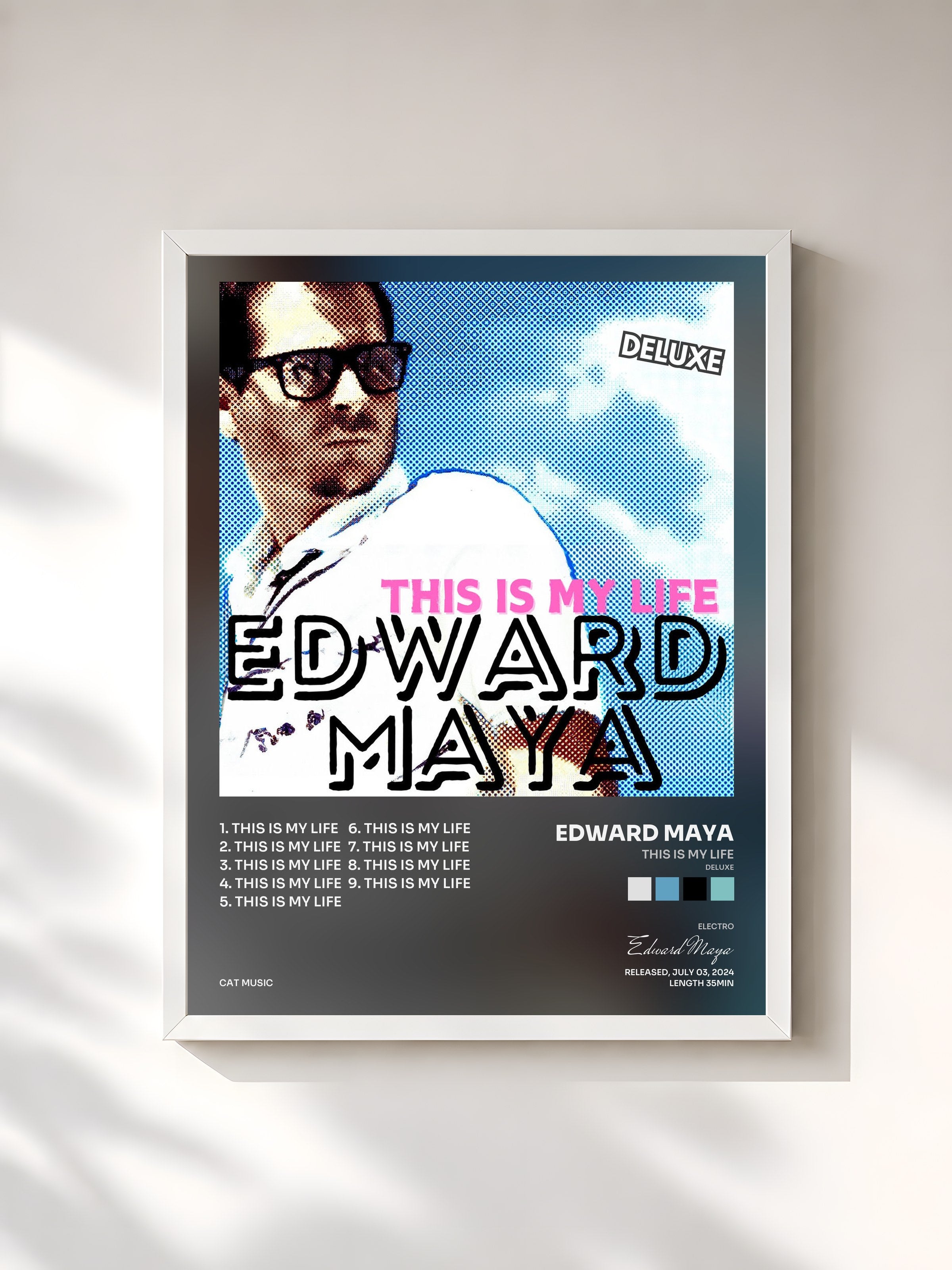 #blanc Tableau de l'album This Is My Life (Deluxe) de Edward Maya, cadre blanc, imprimé et encadré en France