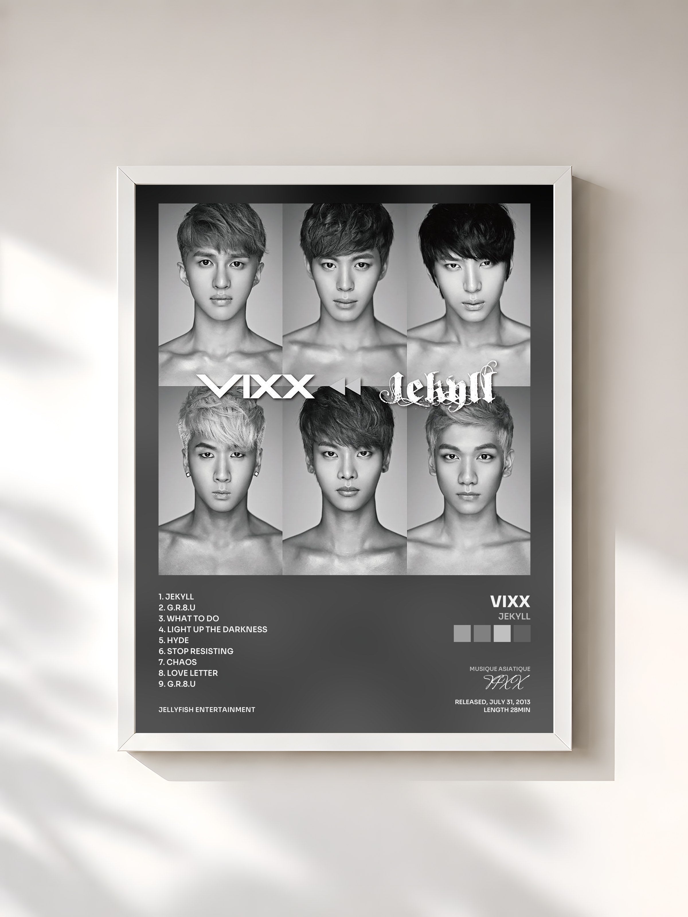 #blanc Tableau de l'album Jekyll de VIXX, cadre blanc, imprimé et encadré en France