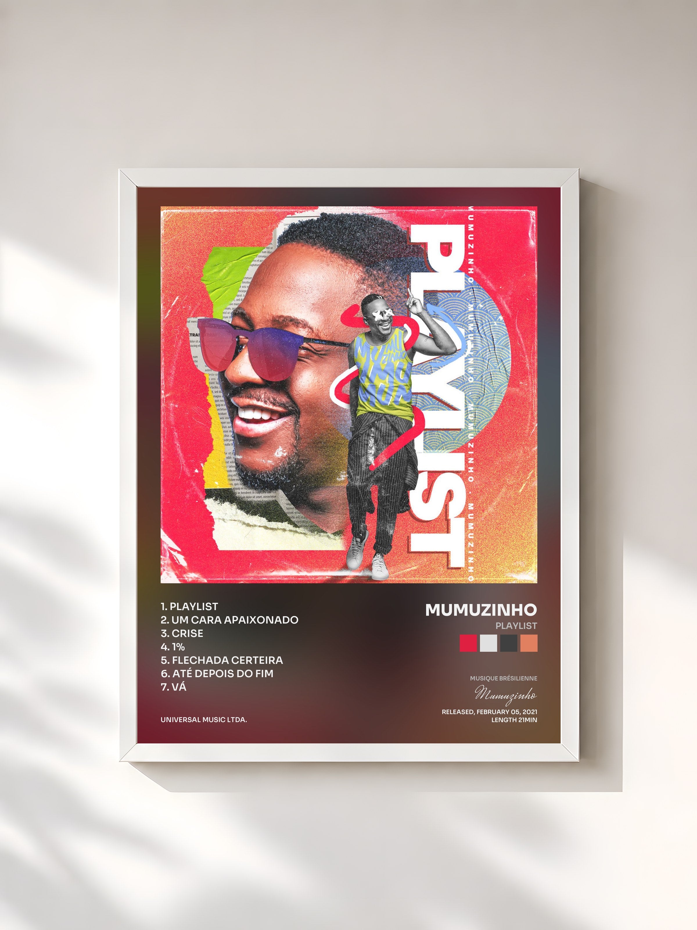 #blanc Tableau de l'album Playlist de Mumuzinho, cadre blanc, imprimé et encadré en France