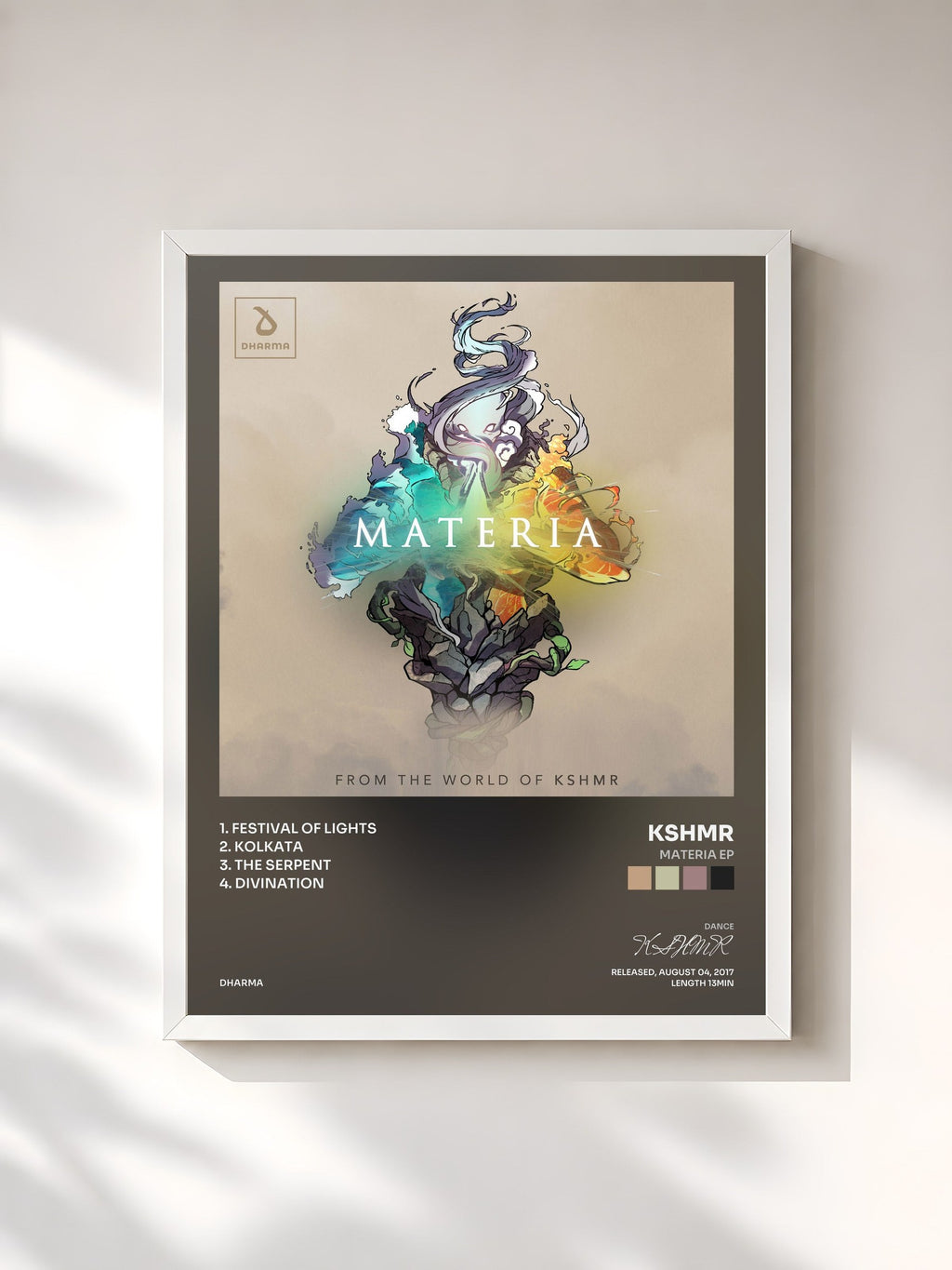 #blanc Materia EP di KSHMR in stampa incorniciata, cornice bianca, stampata e incorniciata in Francia