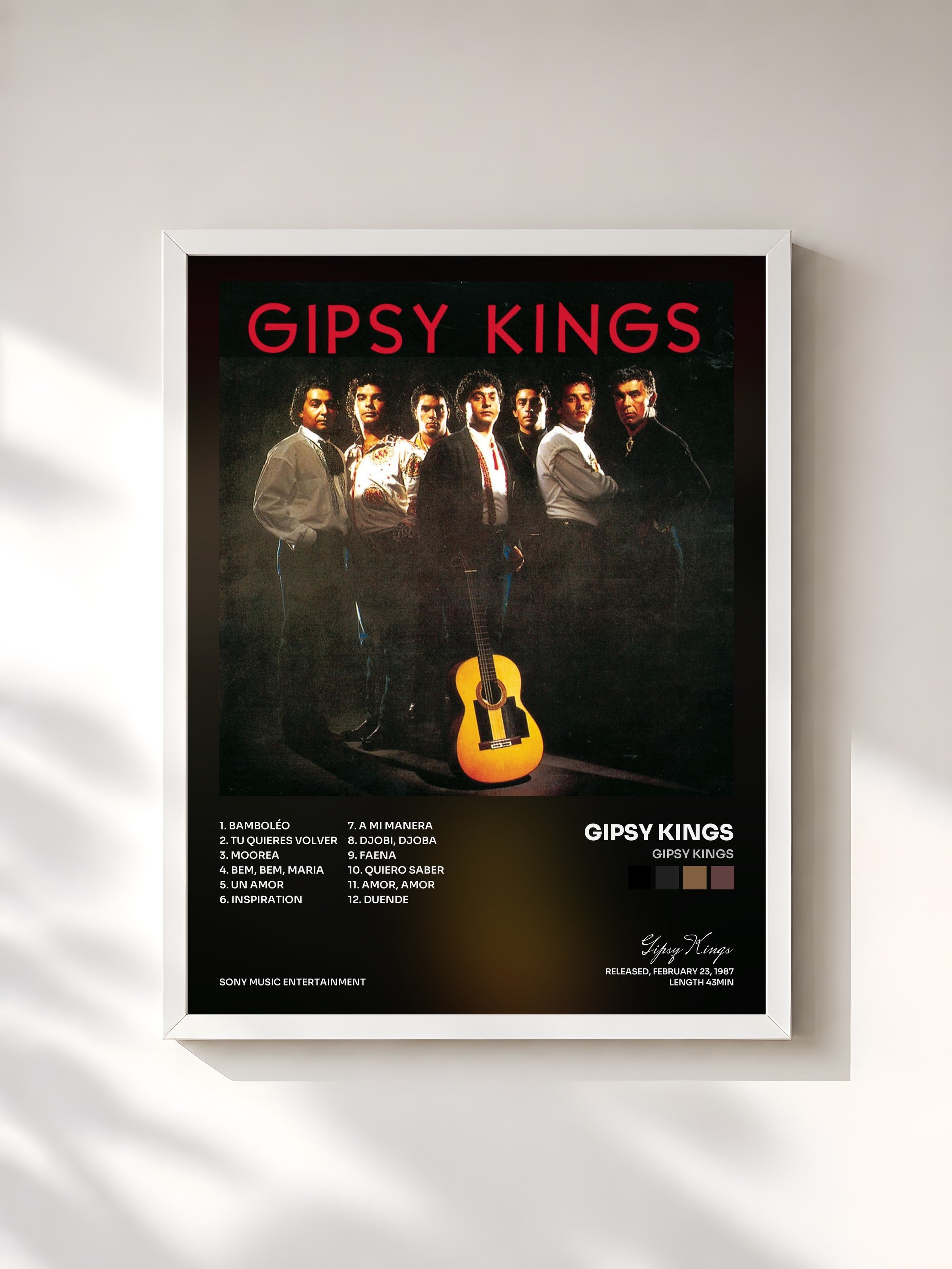 #blanc Tableau de l'album Gipsy Kings de Gipsy Kings, cadre blanc, imprimé et encadré en France