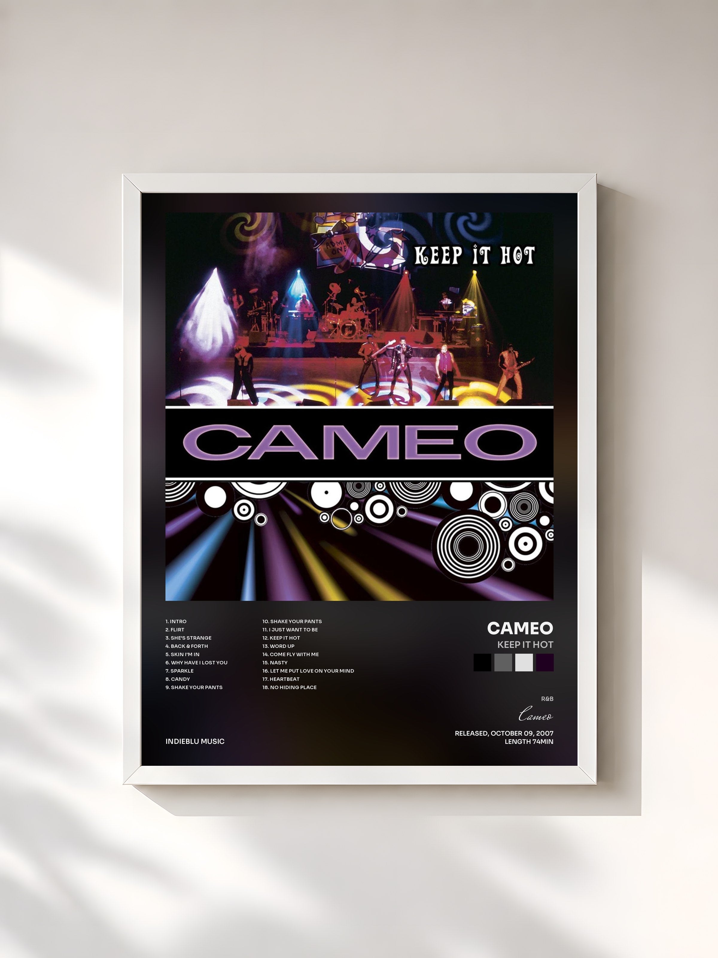 #blanc Tableau de l'album Keep It Hot de Cameo, cadre blanc, imprimé et encadré en France