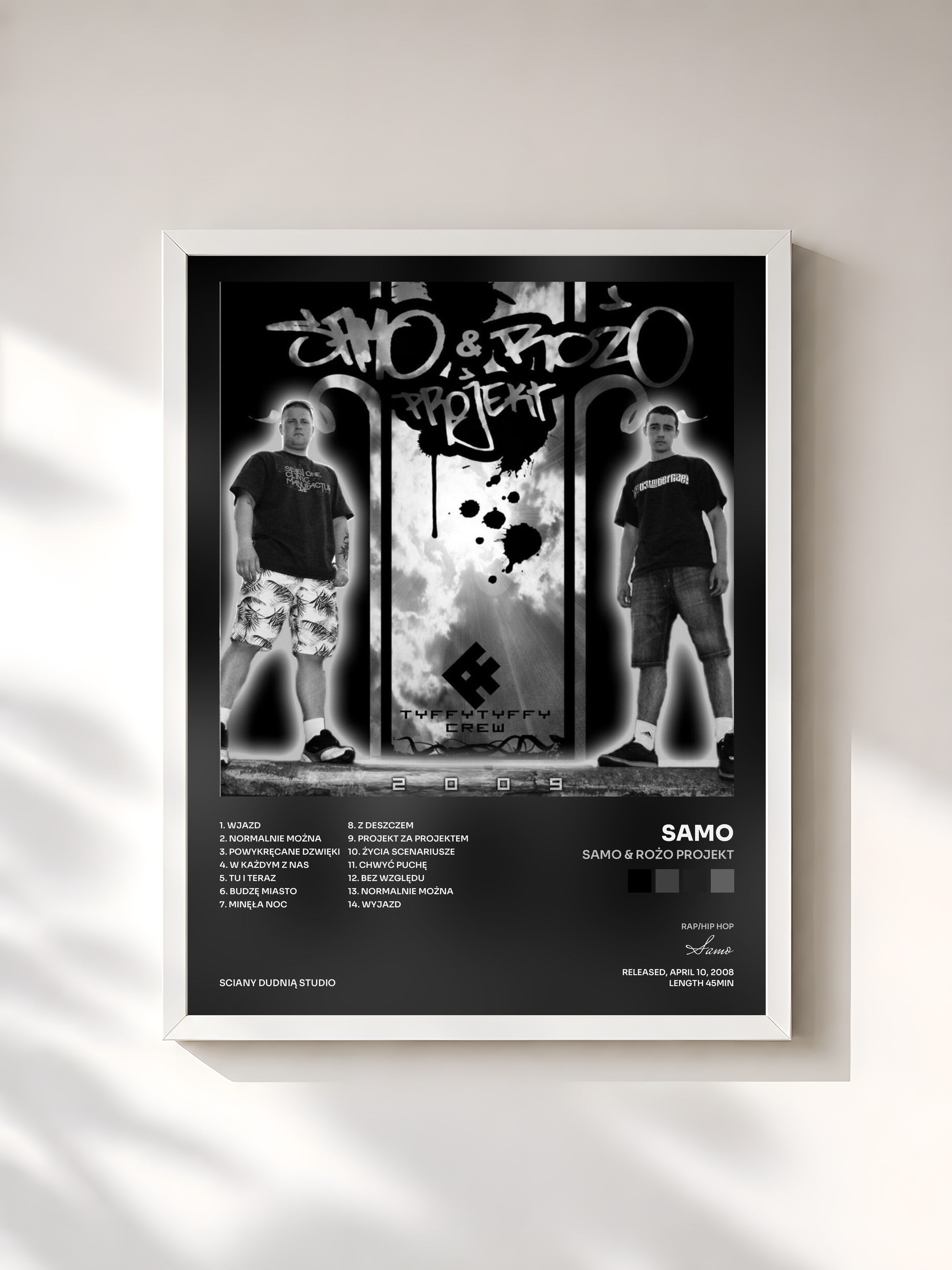 #blanc Tableau de l'album SaMo & Rożo Projekt de Samo, cadre blanc, imprimé et encadré en France