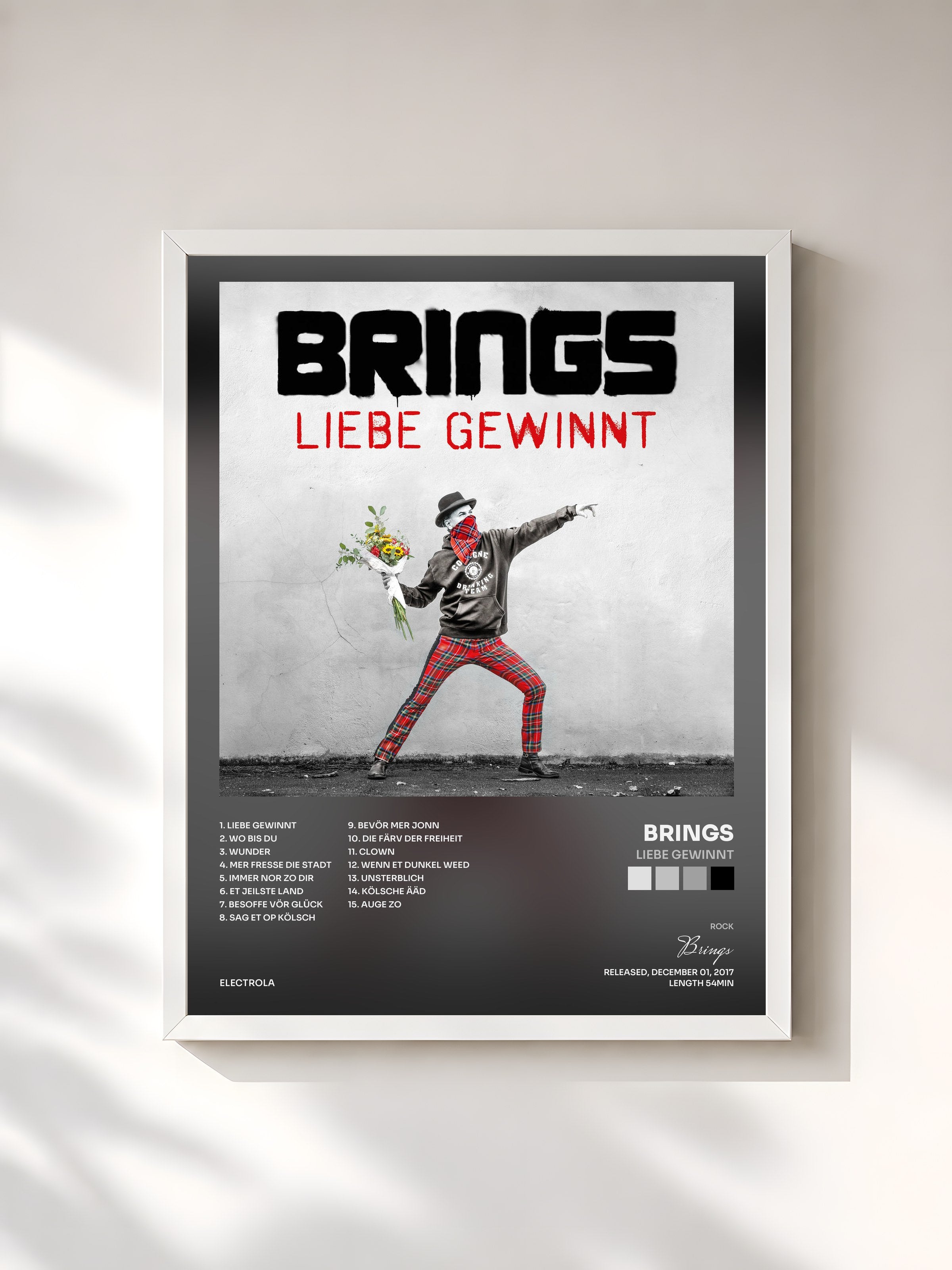 #blanc Tableau de l'album Liebe gewinnt de Brings, cadre blanc, imprimé et encadré en France