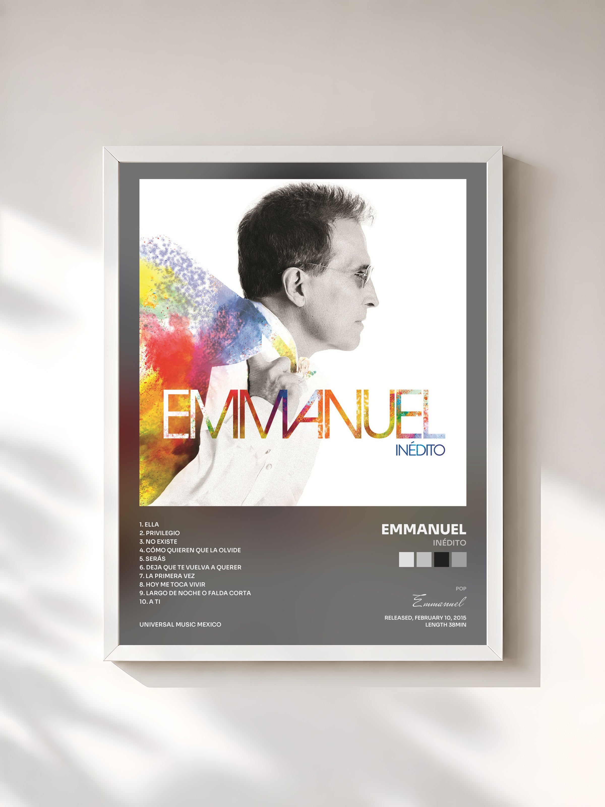 #blanc Tableau de l'album Inédito de Emmanuel, cadre blanc, imprimé et encadré en France