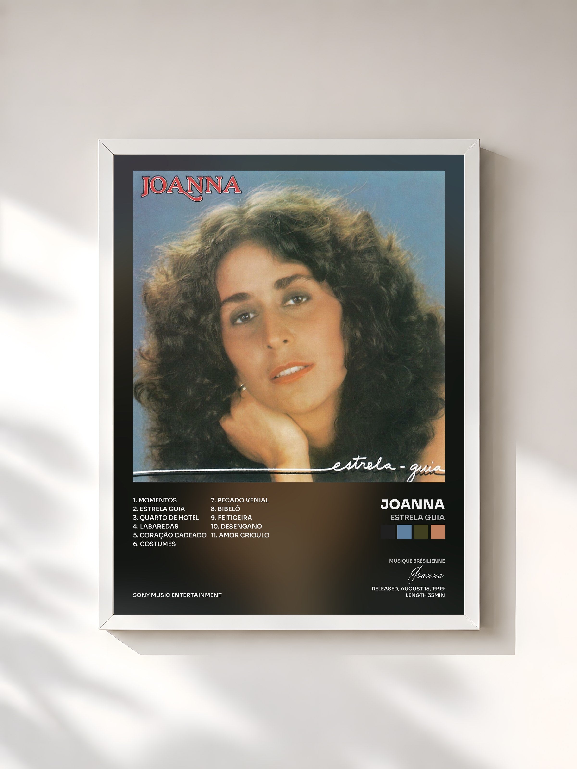 #blanc Tableau de l'album Estrela Guia de Joanna, cadre blanc, imprimé et encadré en France