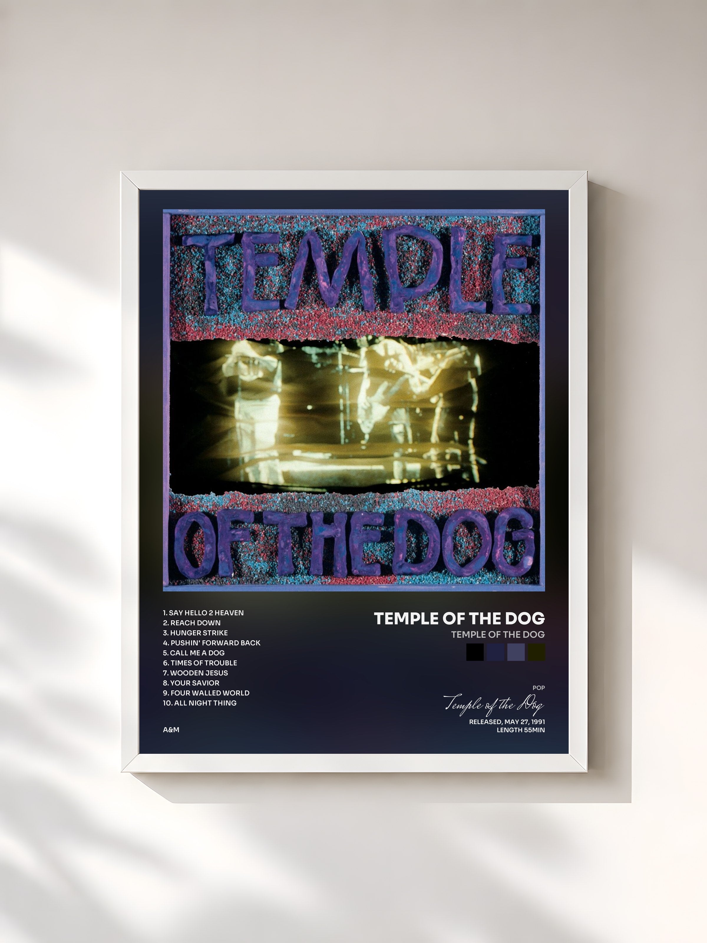 #blanc Tableau de l'album Temple Of The Dog de Temple of the Dog, cadre blanc, imprimé et encadré en France