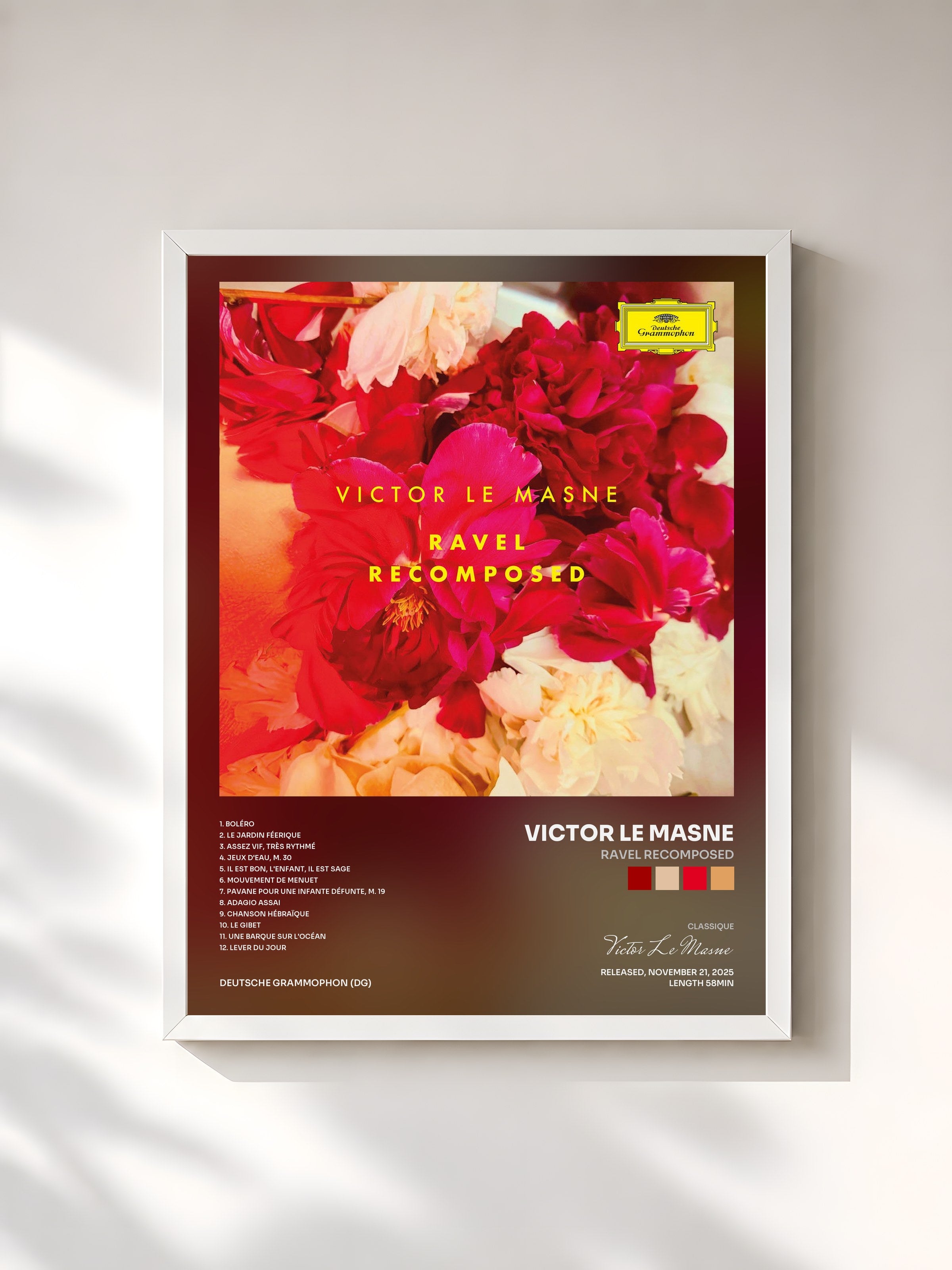 #blanc Tableau de l'album Ravel Recomposed de Victor Le Masne, cadre blanc, imprimé et encadré en France