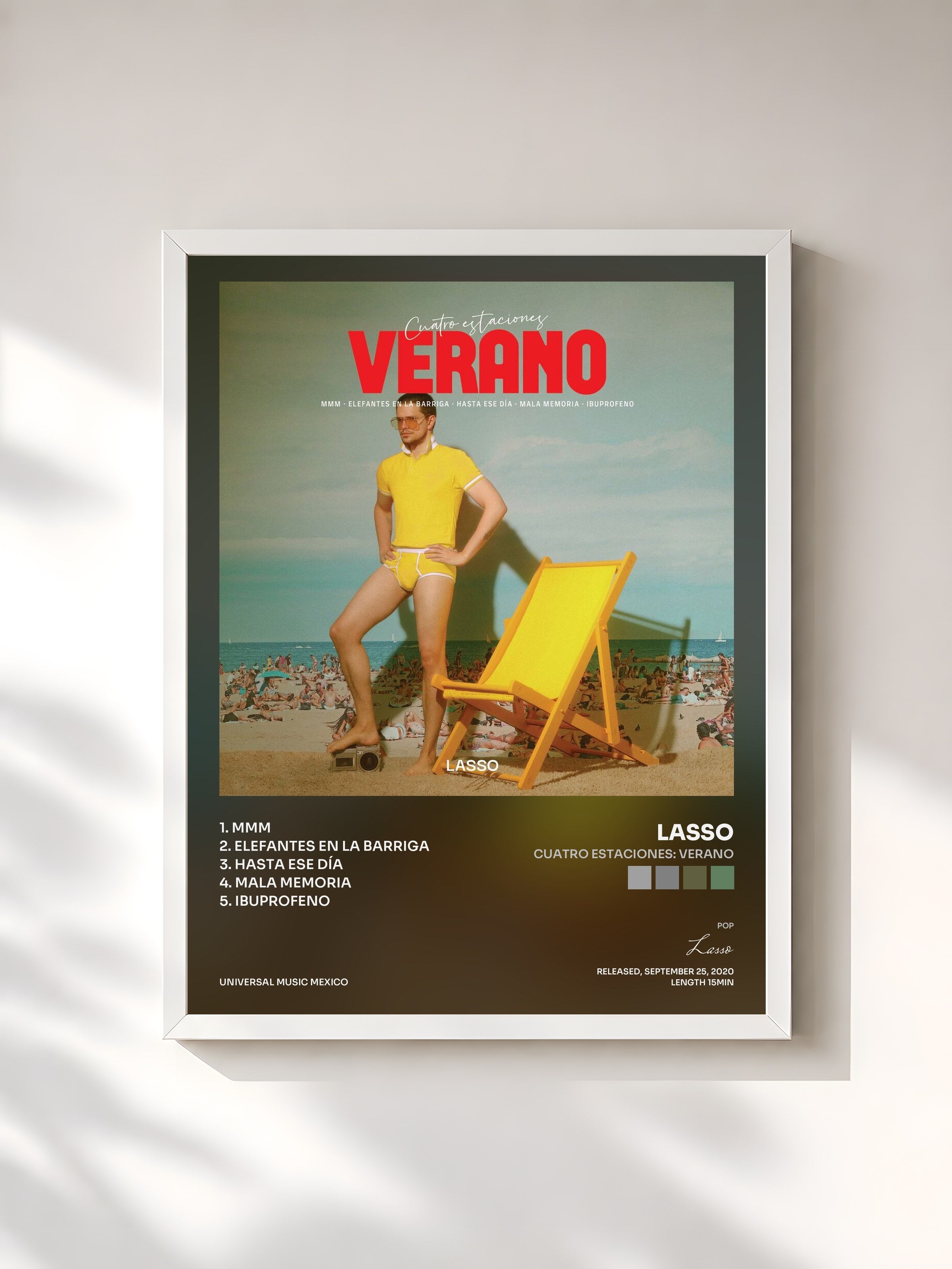 #blanc Tableau de l'album Cuatro Estaciones: Verano de Lasso, cadre blanc, imprimé et encadré en France