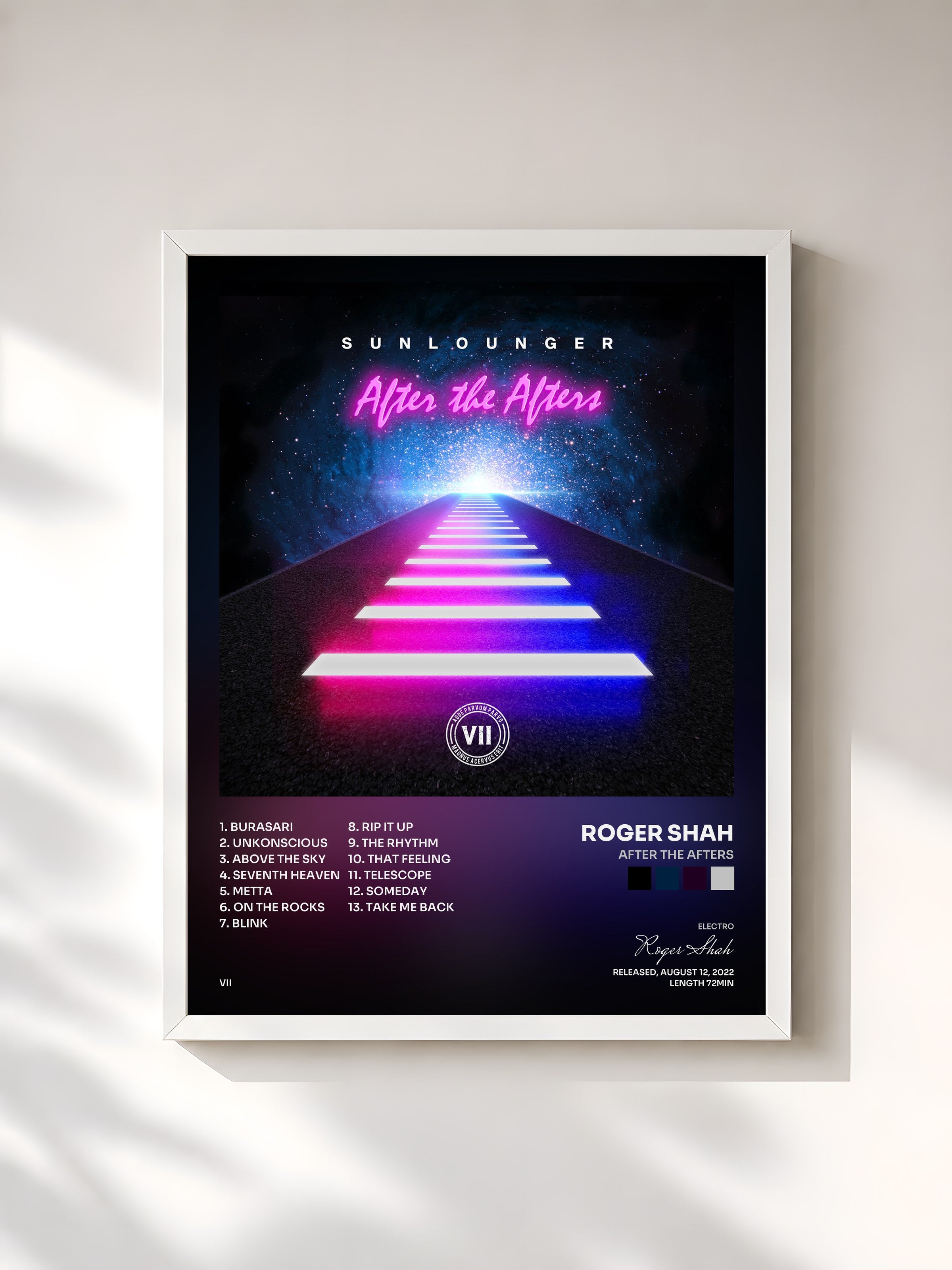 #blanc Tableau de l'album After the Afters de Roger Shah, cadre blanc, imprimé et encadré en France