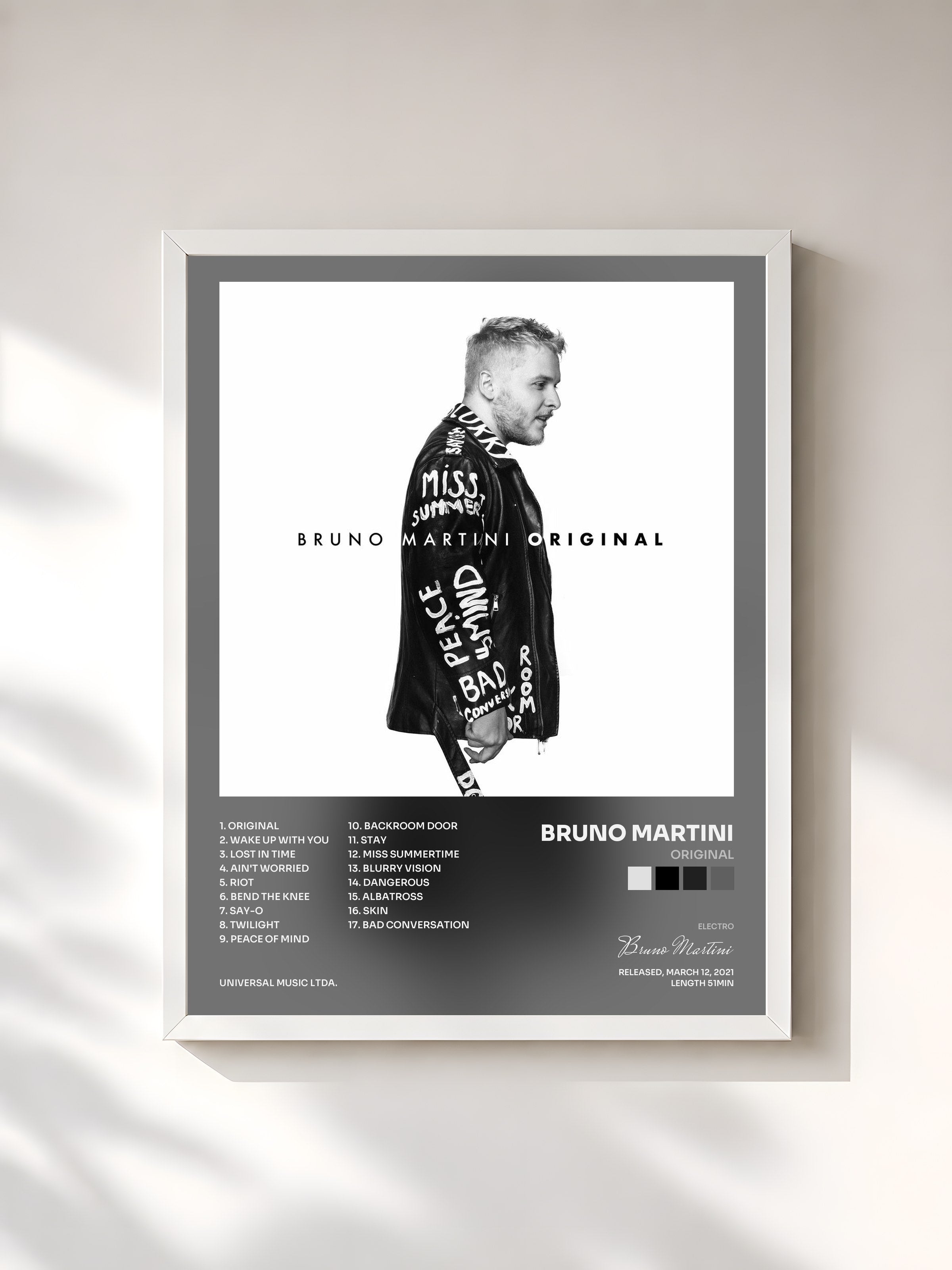 #blanc Tableau de l'album Original de Bruno Martini, cadre blanc, imprimé et encadré en France