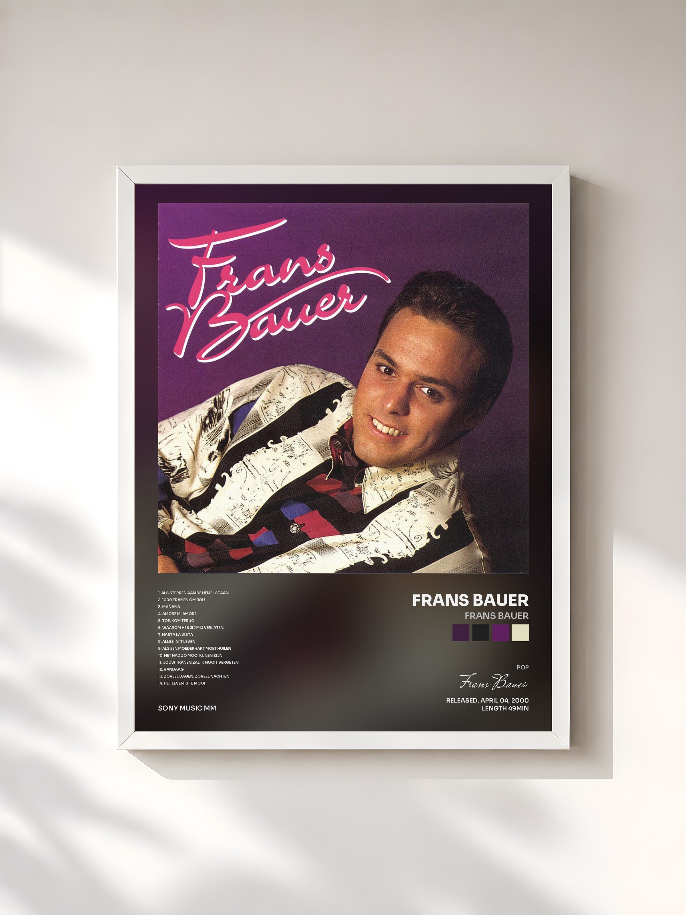#blanc Tableau de l'album Frans Bauer de Frans Bauer, cadre blanc, imprimé et encadré en France