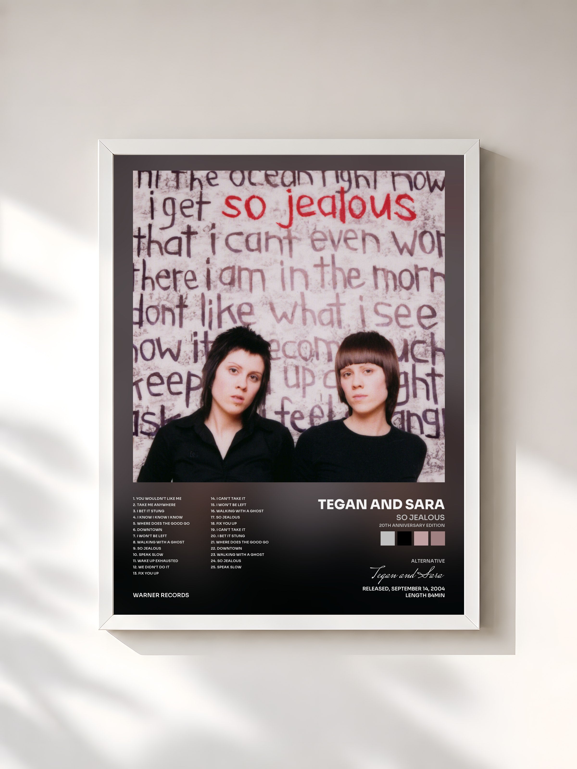 #blanc Tableau de l'album So Jealous (20th Anniversary Edition) de Tegan and Sara, cadre blanc, imprimé et encadré en France