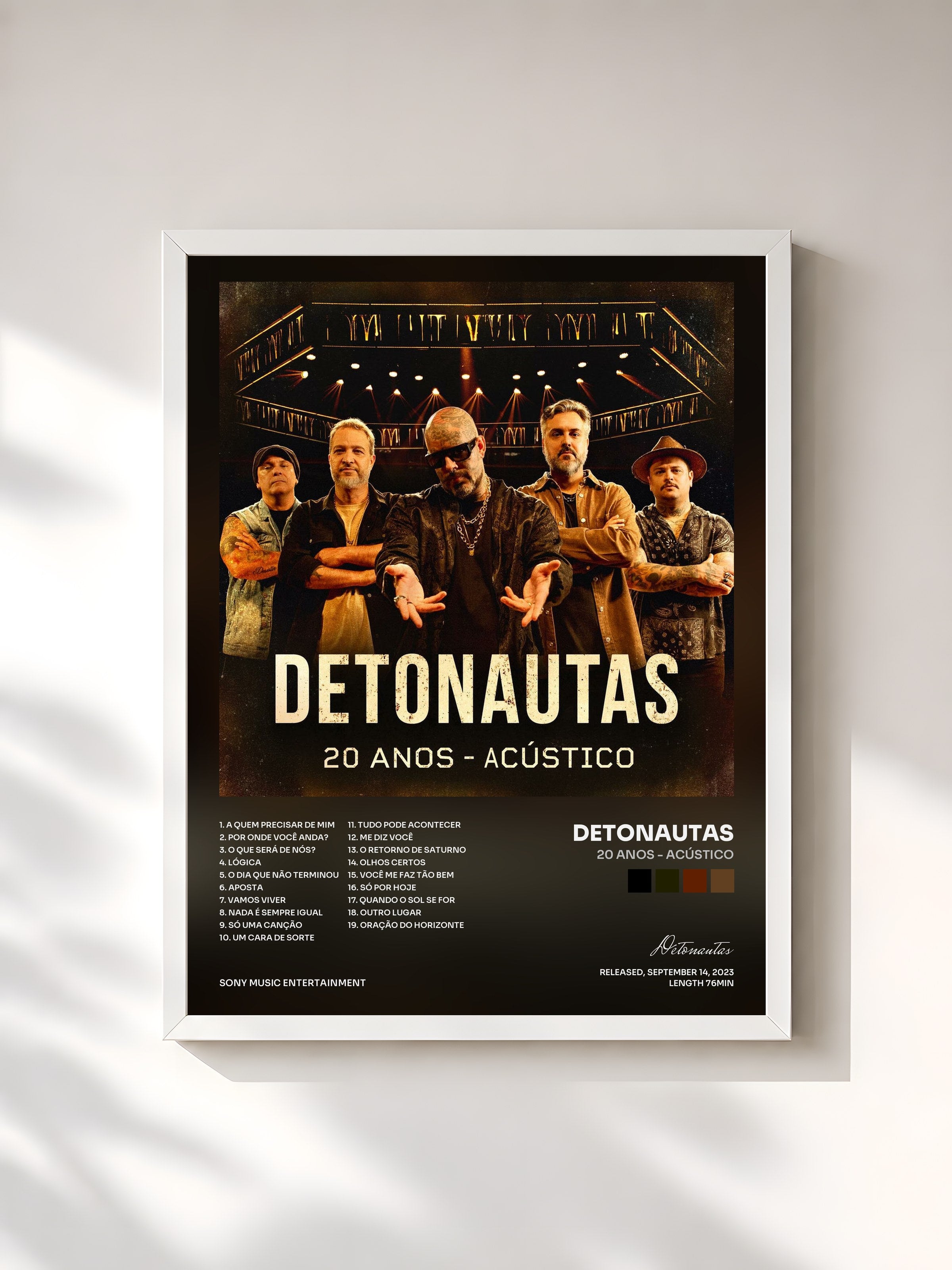 #blanc Tableau de l'album 20 Anos - Acústico de Detonautas, cadre blanc, imprimé et encadré en France
