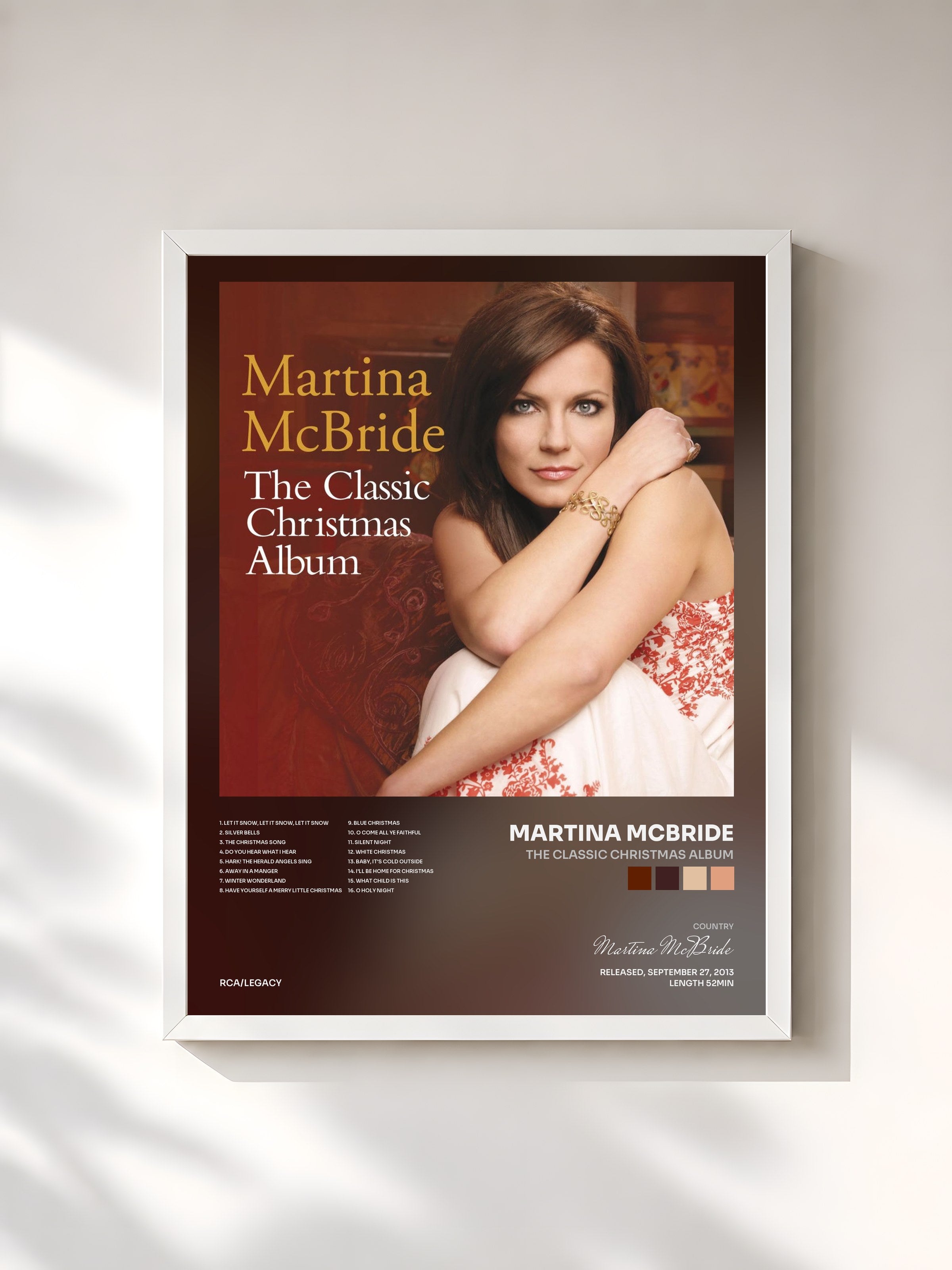 #blanc Tableau de l'album The Classic Christmas Album de Martina McBride, cadre blanc, imprimé et encadré en France