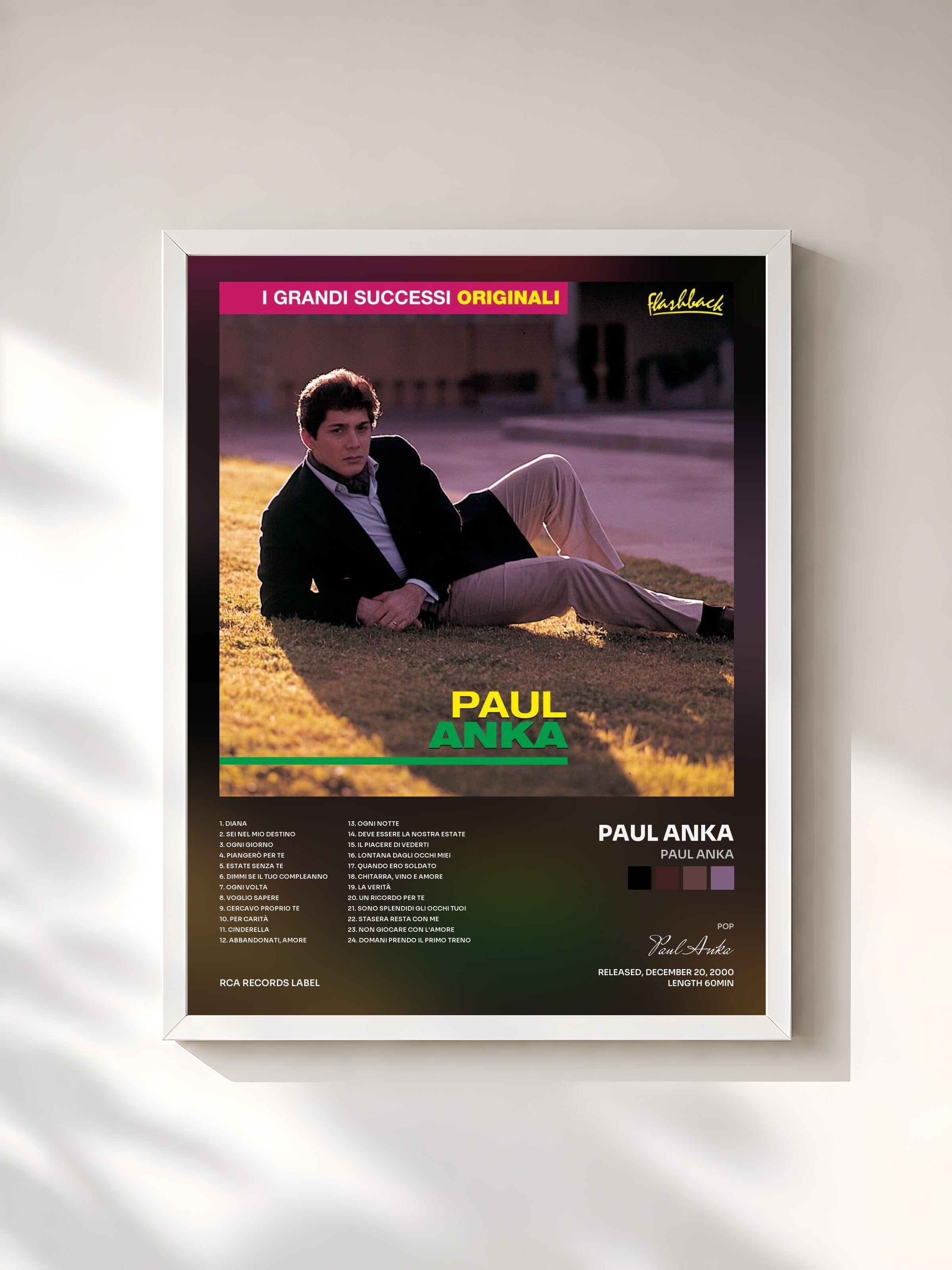 #blanc Tableau de l'album Paul Anka de Paul Anka, cadre blanc, imprimé et encadré en France