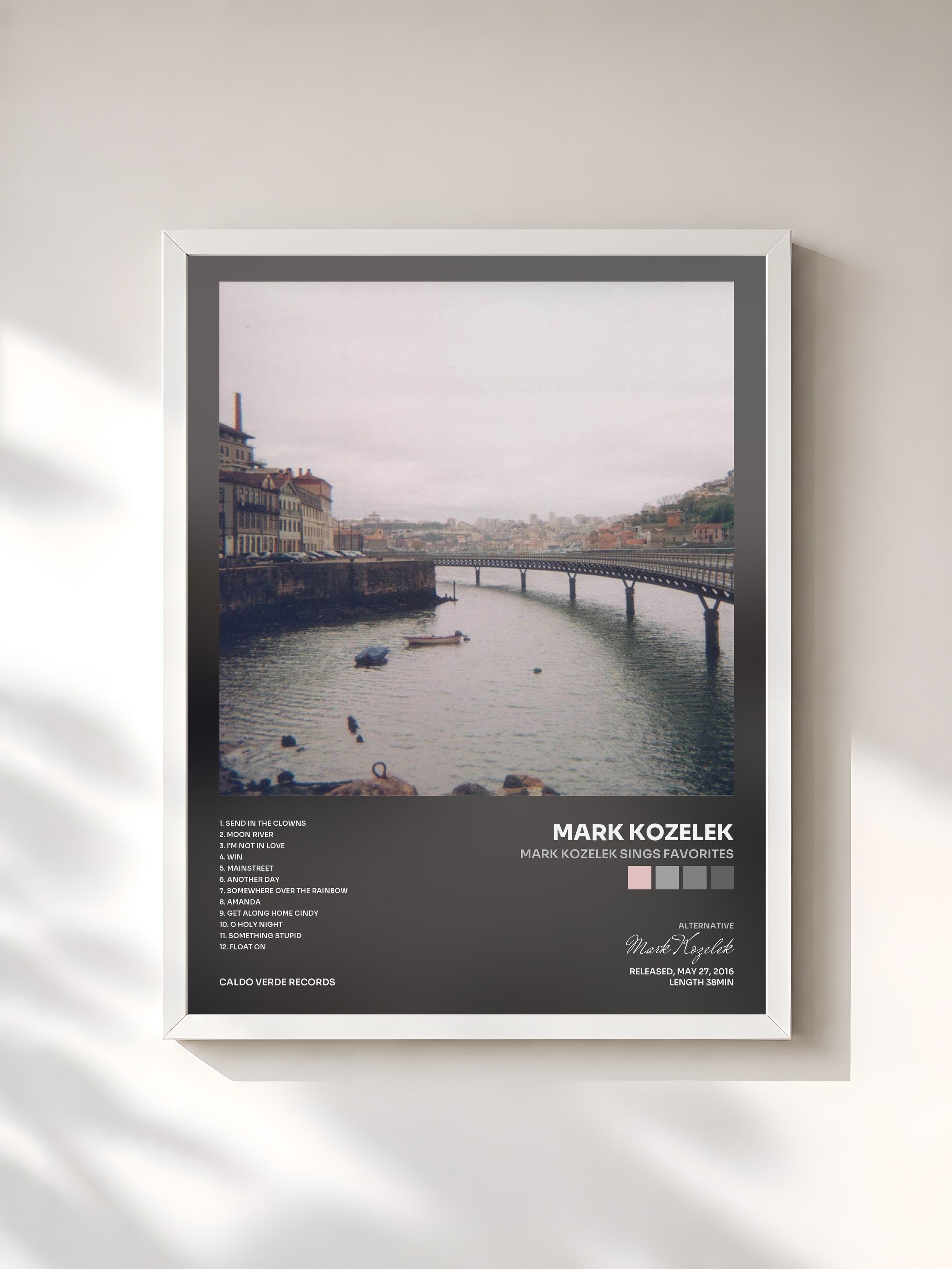 #blanc Tableau de l'album Mark Kozelek Sings Favorites de Mark Kozelek, cadre blanc, imprimé et encadré en France