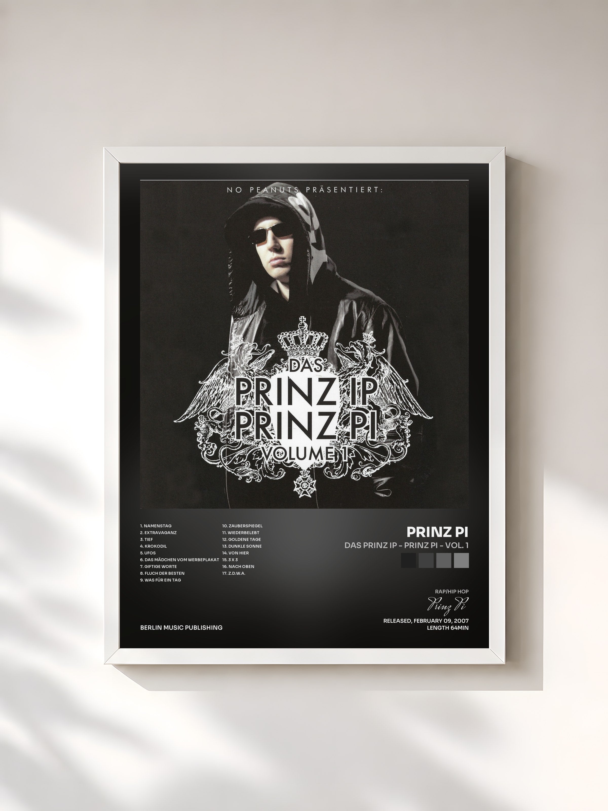 #blanc Tableau de l'album Das Prinz Ip - Prinz Pi - Vol. 1 de Prinz Pi, cadre blanc, imprimé et encadré en France