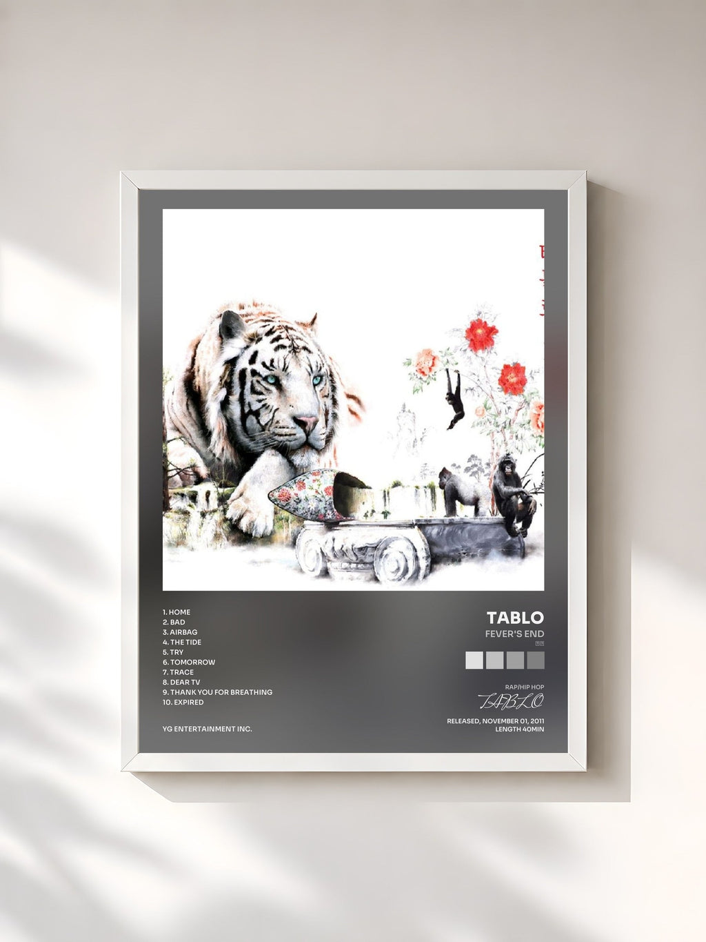 #blanc Fever's End (열꽃) by TABLO as a framed art print, white frame, printed and framed in France