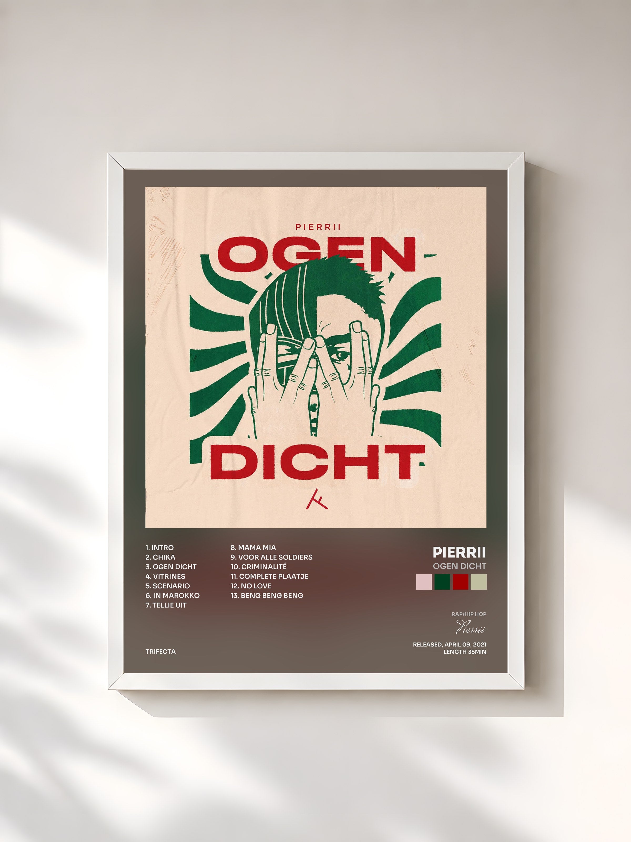 #blanc Tableau de l'album Ogen Dicht de Pierrii, cadre blanc, imprimé et encadré en France