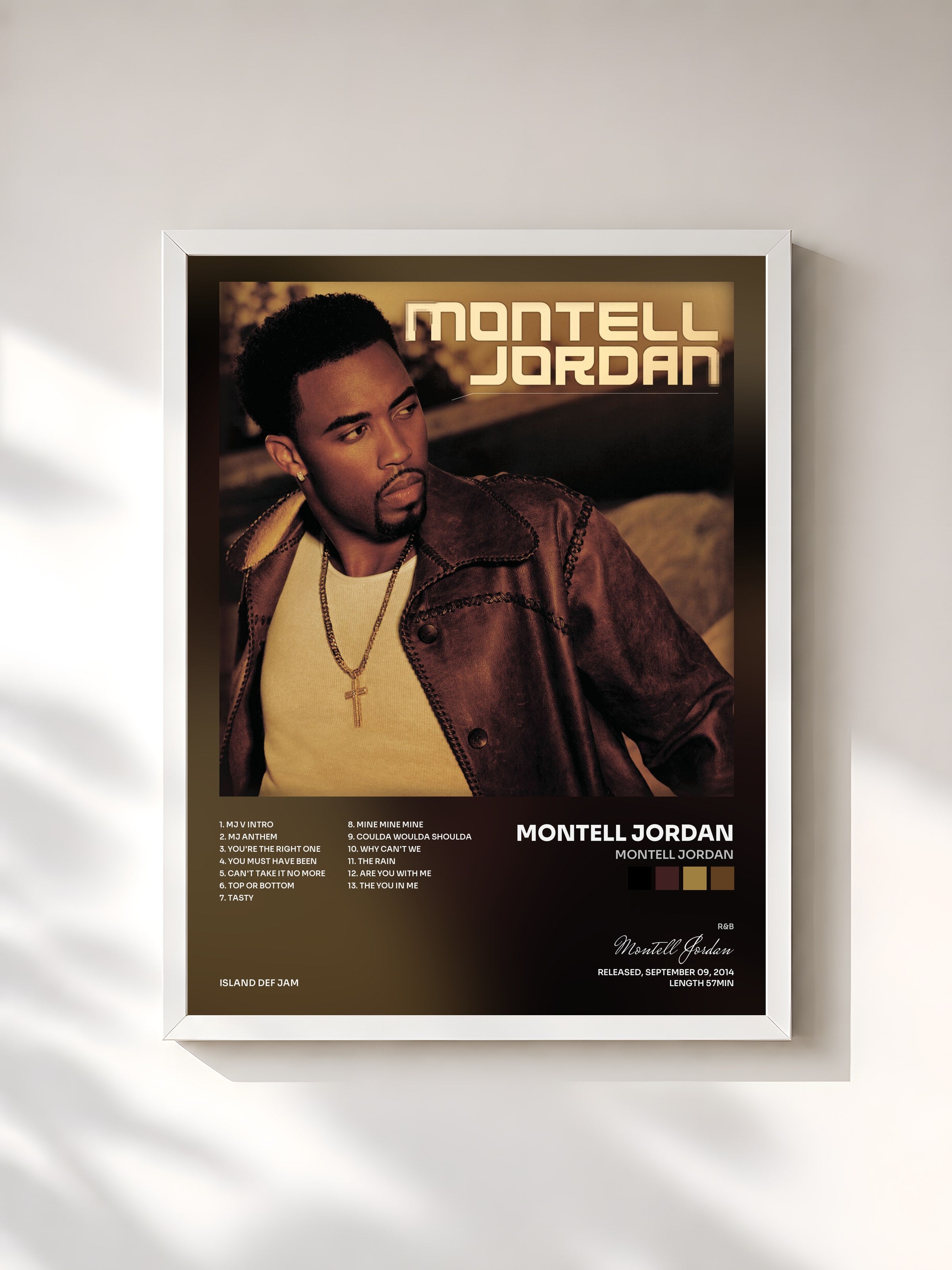 #blanc Tableau de l'album Montell Jordan de Montell Jordan, cadre blanc, imprimé et encadré en France