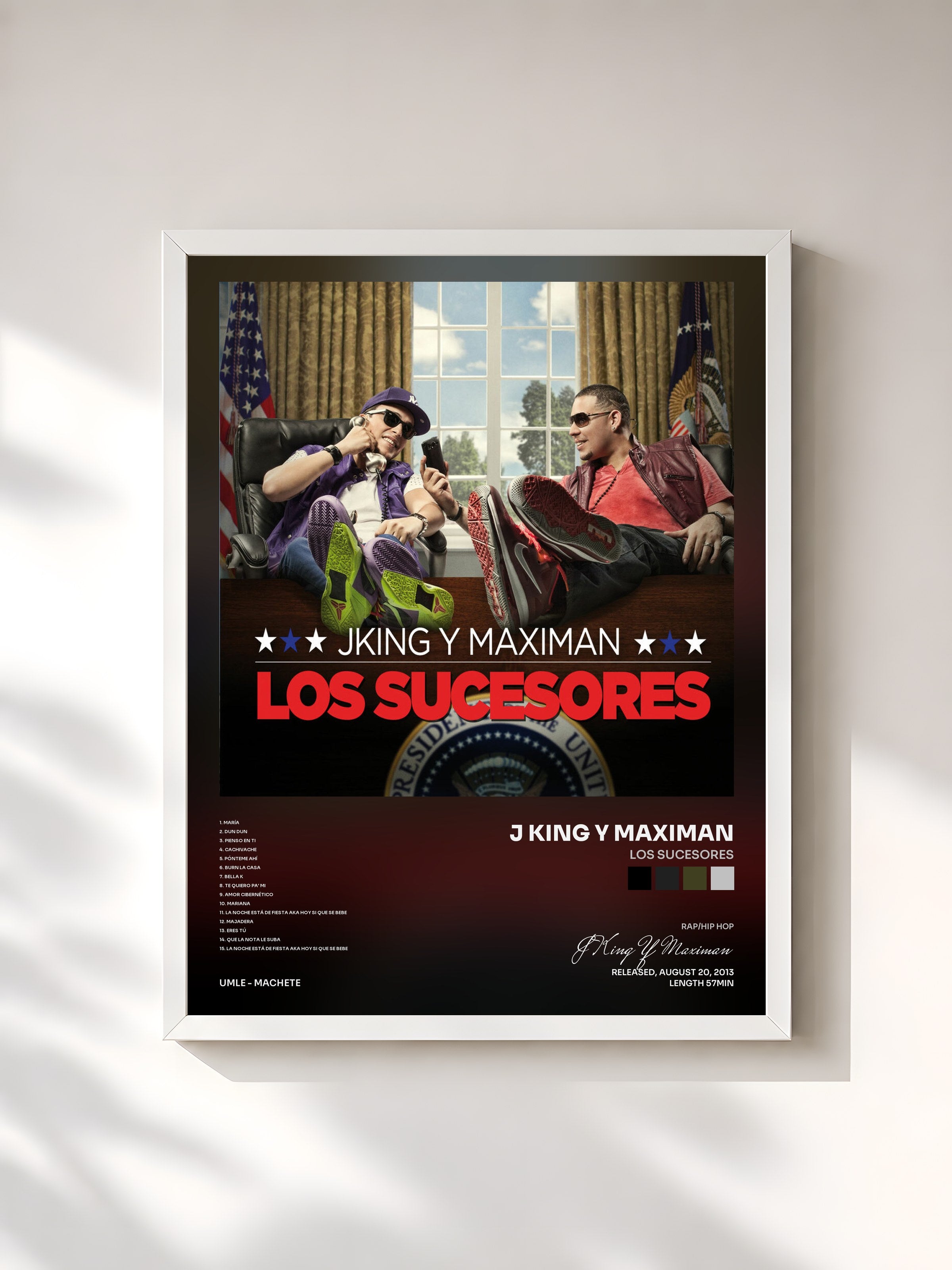 #blanc Tableau de l'album Los Sucesores de J King Y Maximan, cadre blanc, imprimé et encadré en France