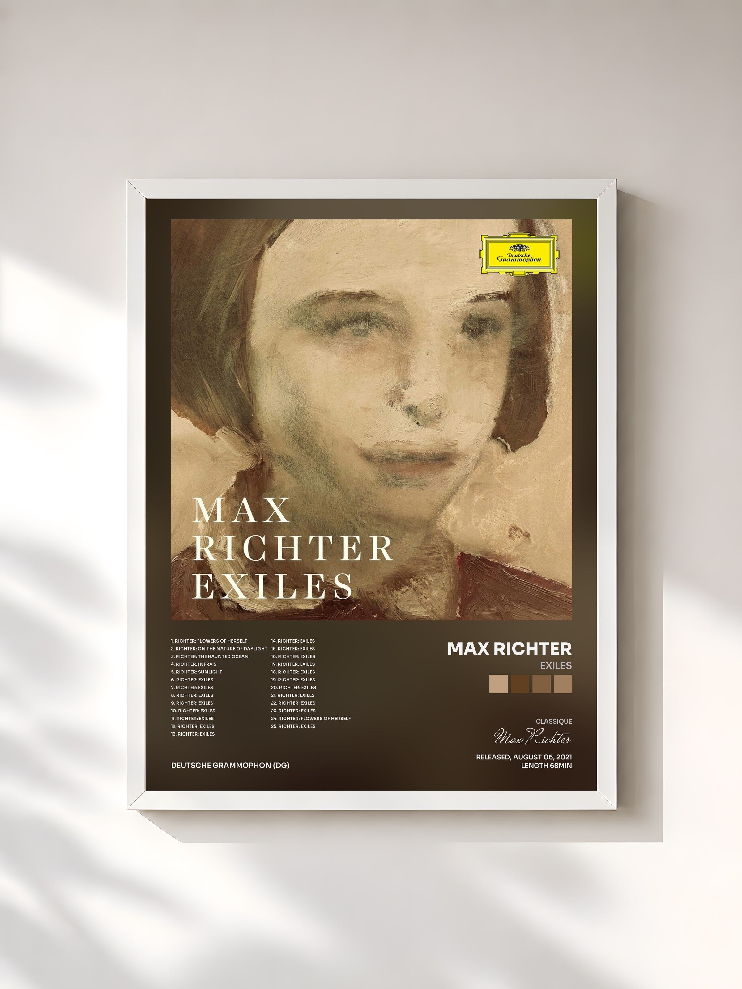 #blanc Tableau de l'album Exiles de Max Richter, cadre blanc, imprimé et encadré en France
